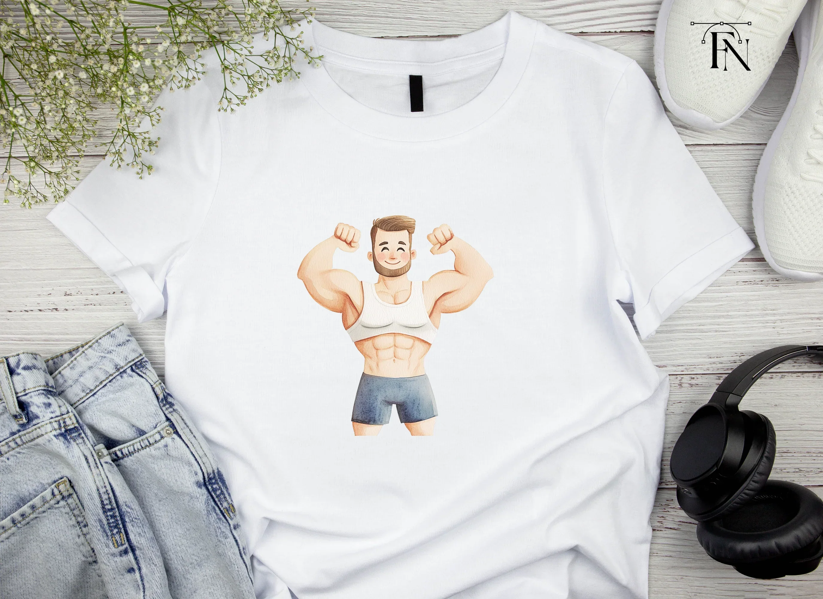 Strong Man Flexing Muscles Clipart Bundle - Image 4