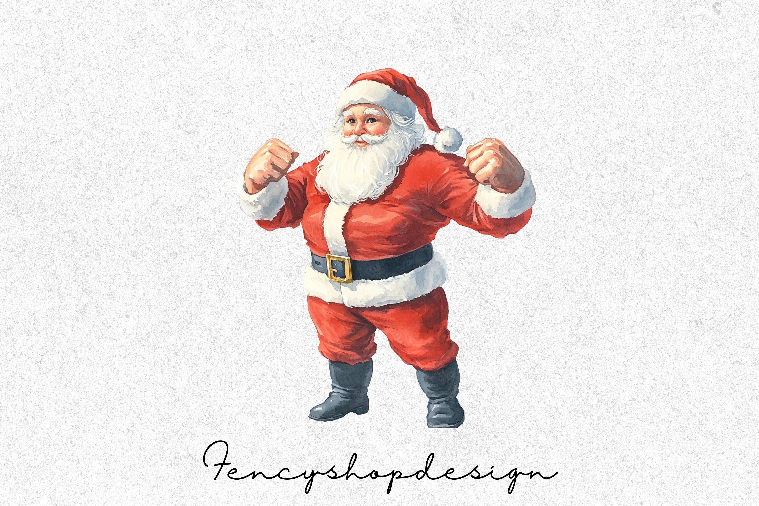 Strong Santa Christmas Holiday Clipart Bundle - Image 3