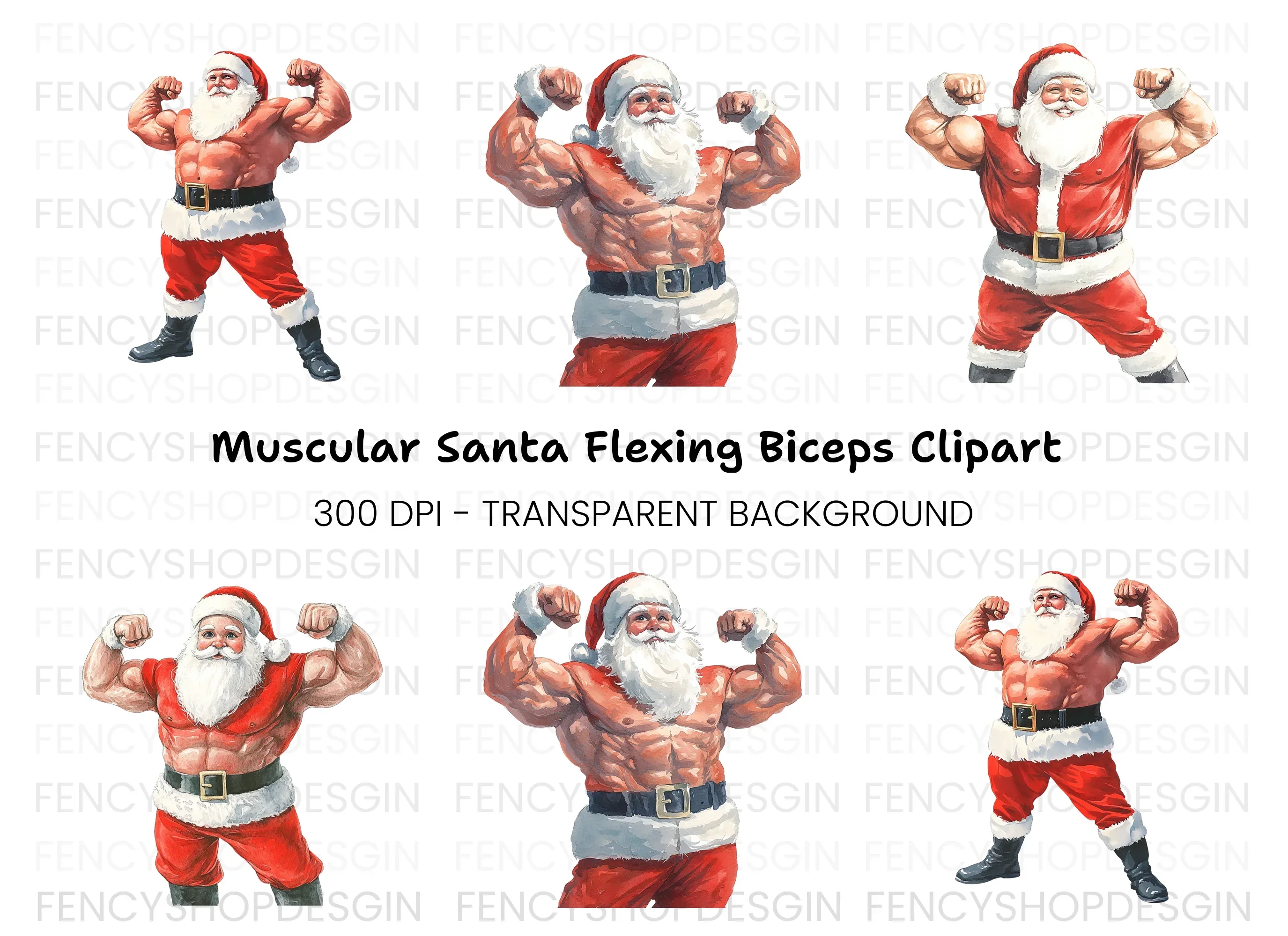 Strong Santa Clipart Bundle