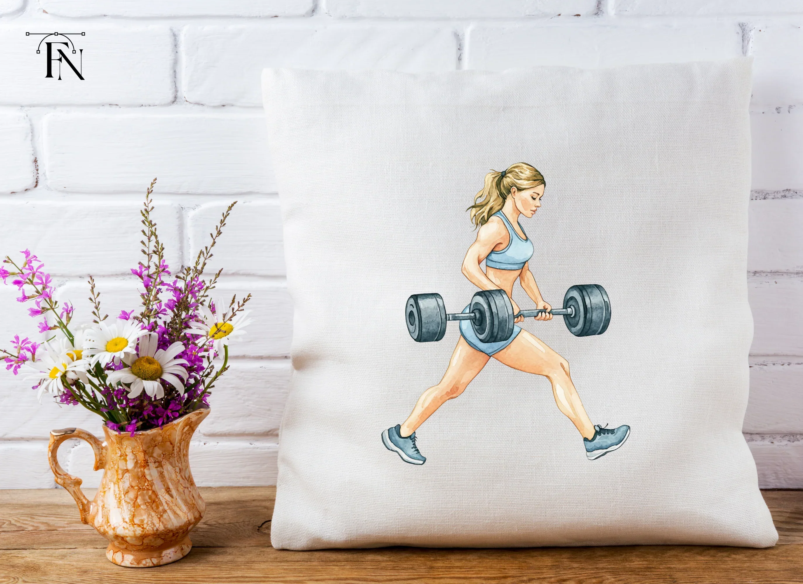 Strong Woman Lifting Barbell Clipart Bundle - Image 3