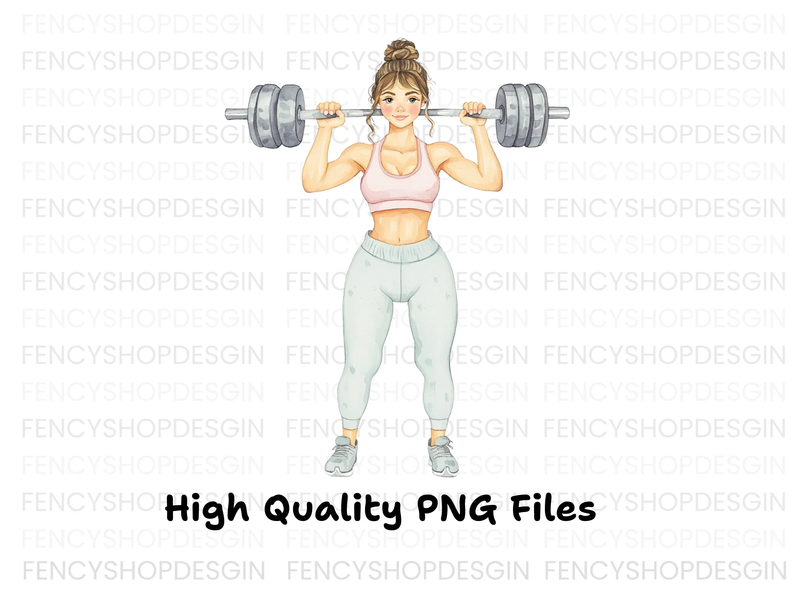 Strong Woman Weightlifting Clipart Bundle - Image 5