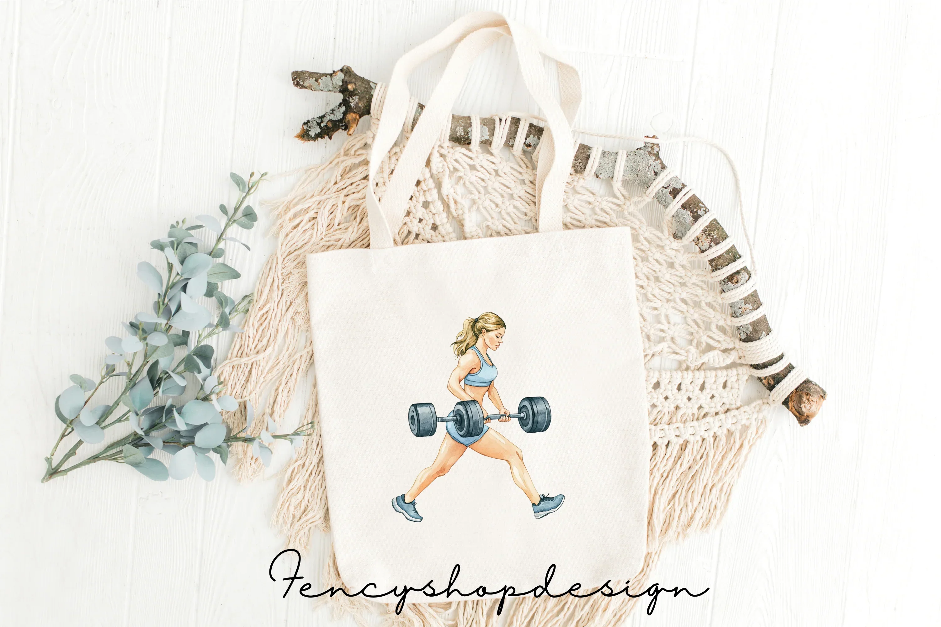 Strong Women Gym Workout Fitness Clipart Bundle - Image 8