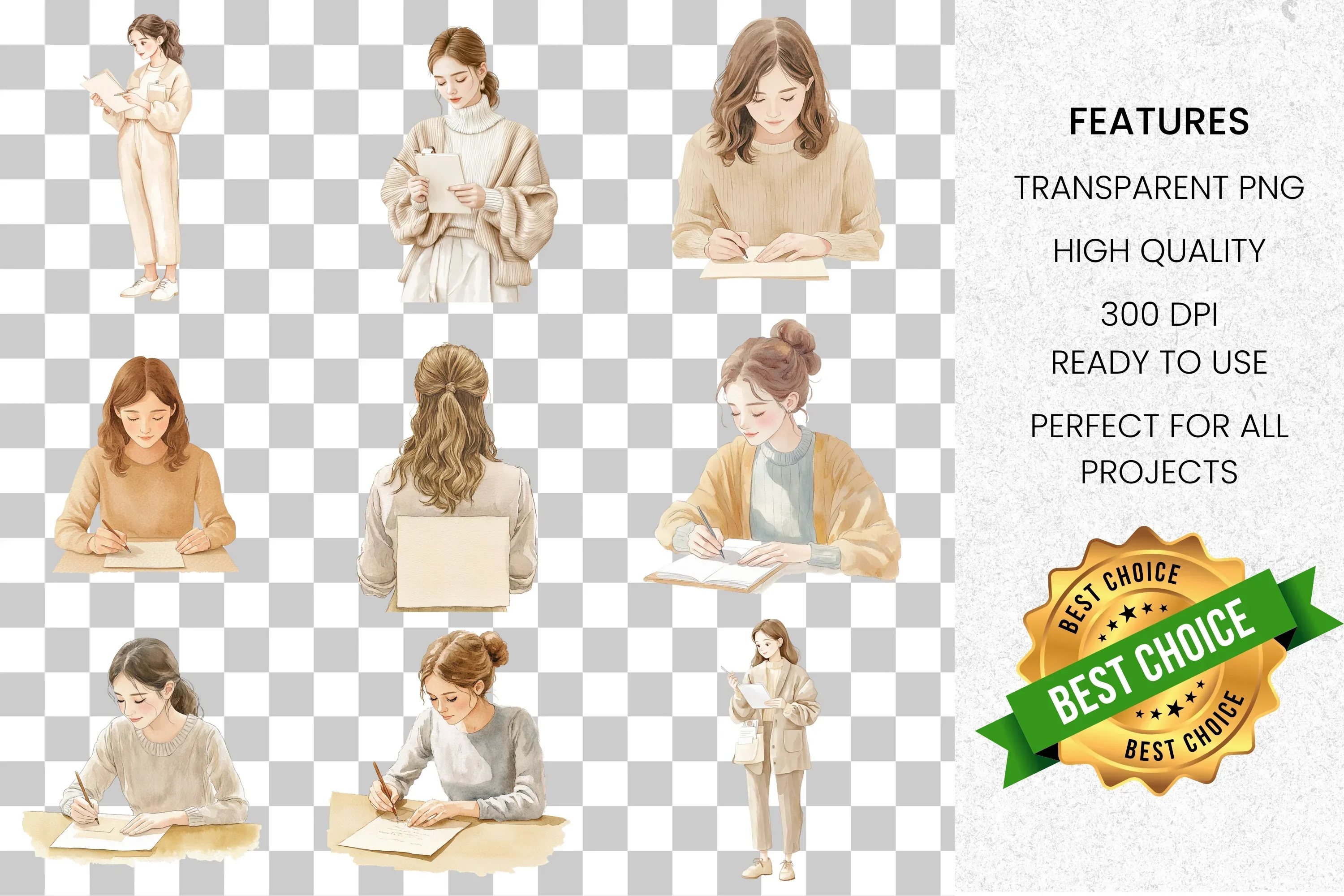 Student Girl Clipart Bundle - Image 2