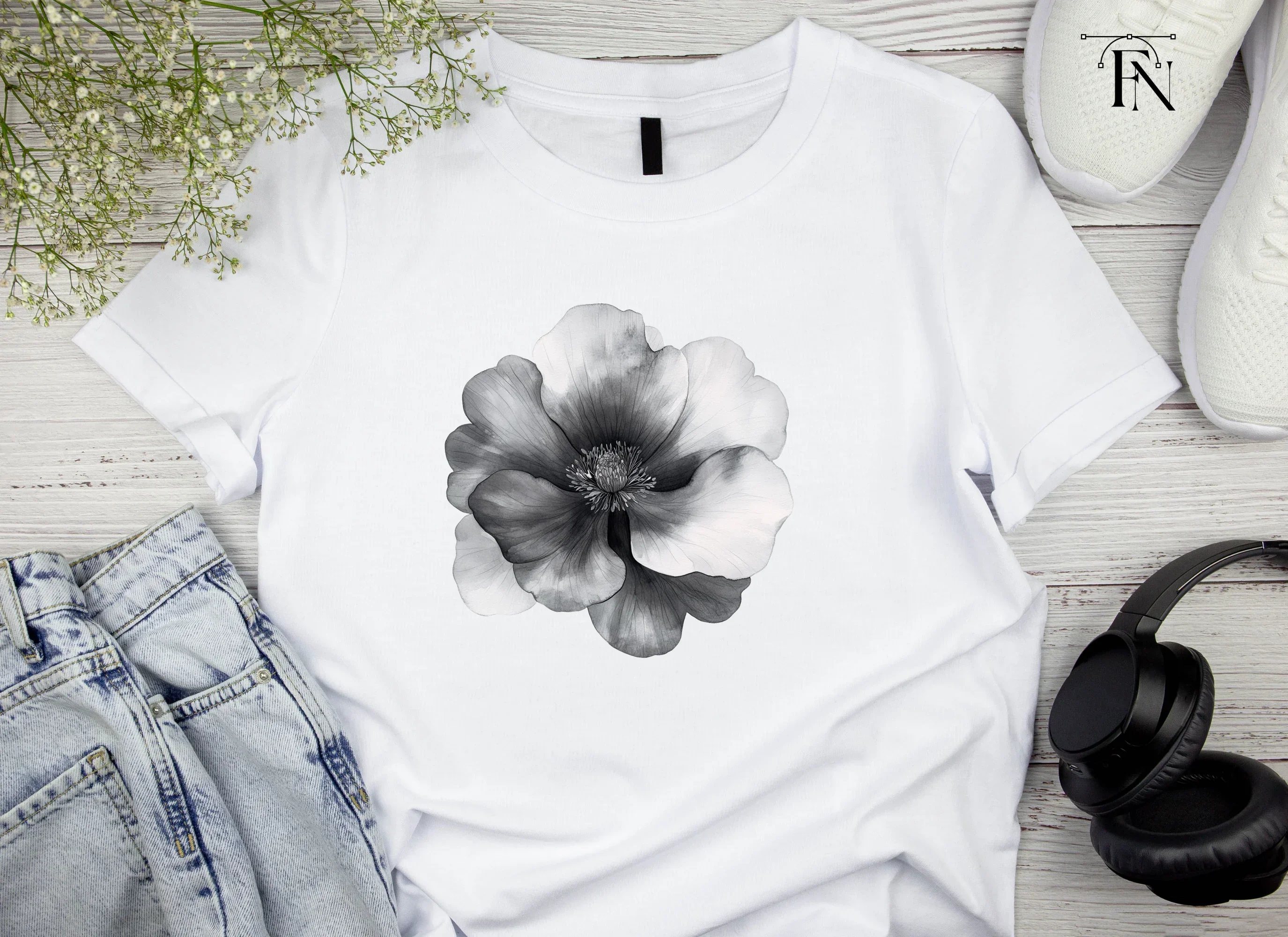 Stunning Monochrome Peony Clipart Bundle - Image 3