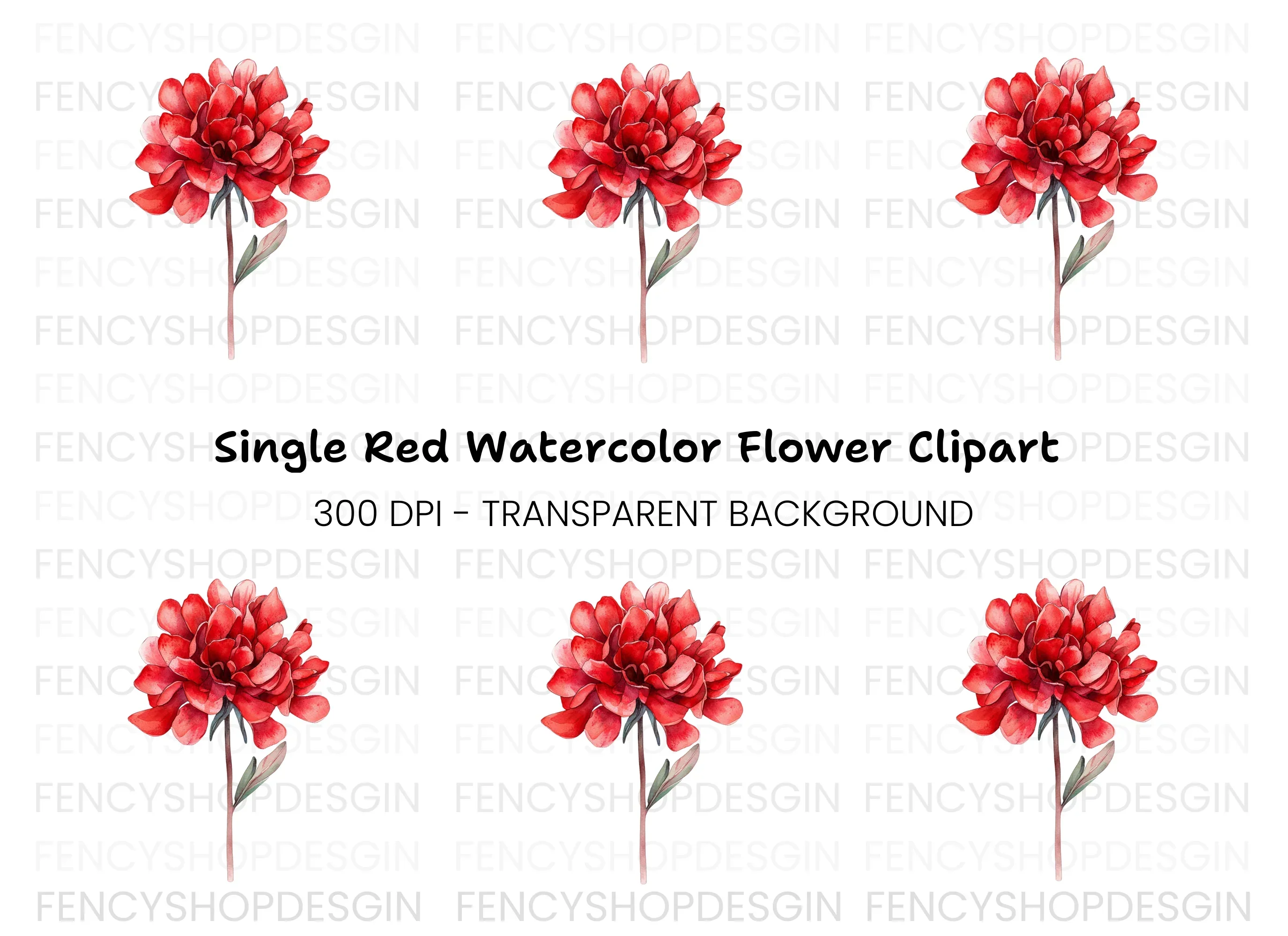 Stunning Red Peony Clipart Bundle