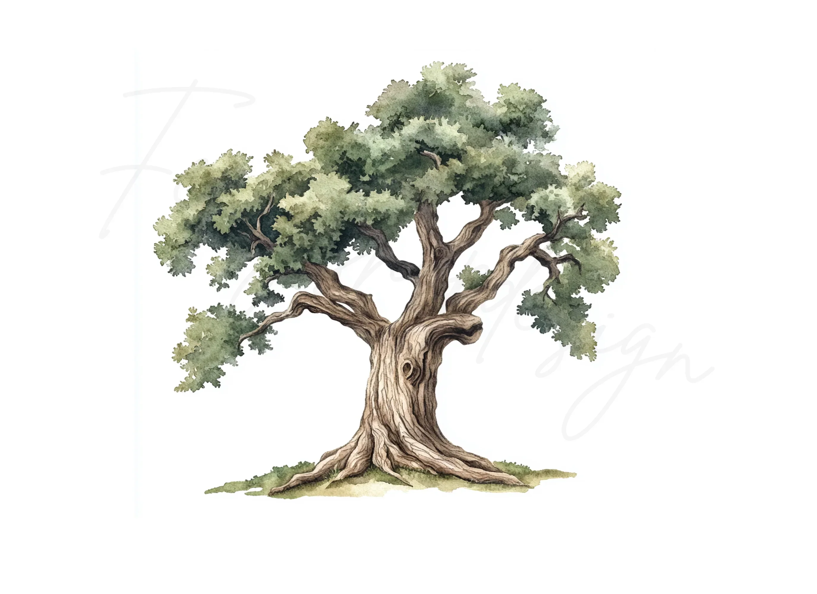 Sturdy Green Oak Tree Clipart Bundle - Image 2