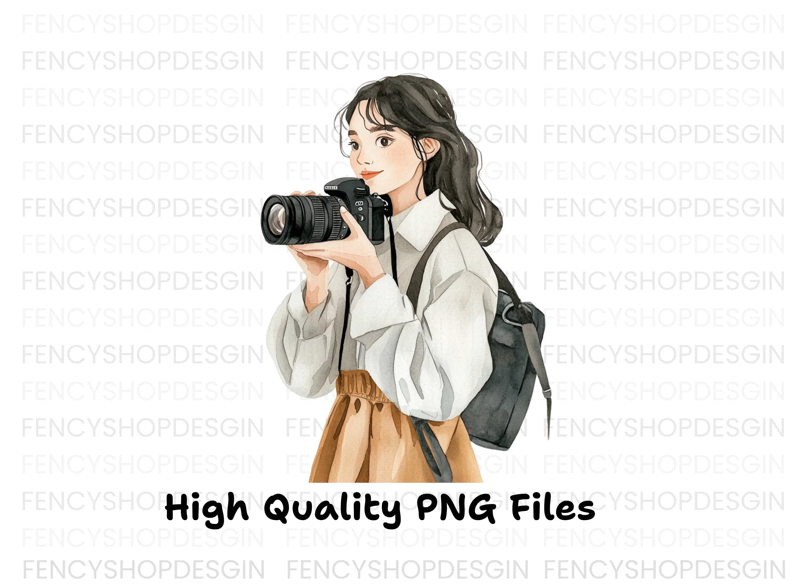 Stylish Girl Photographer Clipart Bundle - Image 3