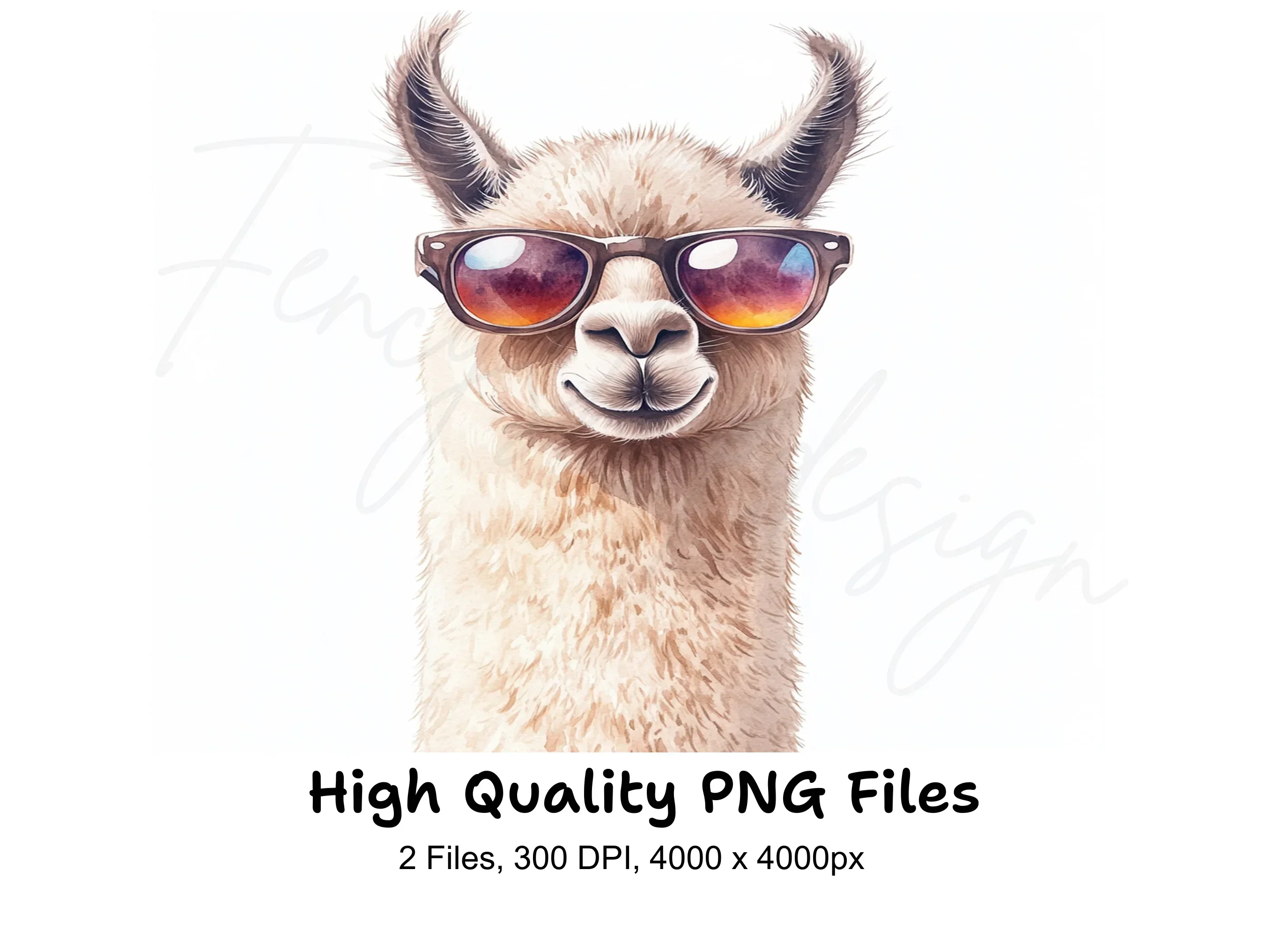 Stylish Llama Duo in Sunglasses Clipart Bundle
