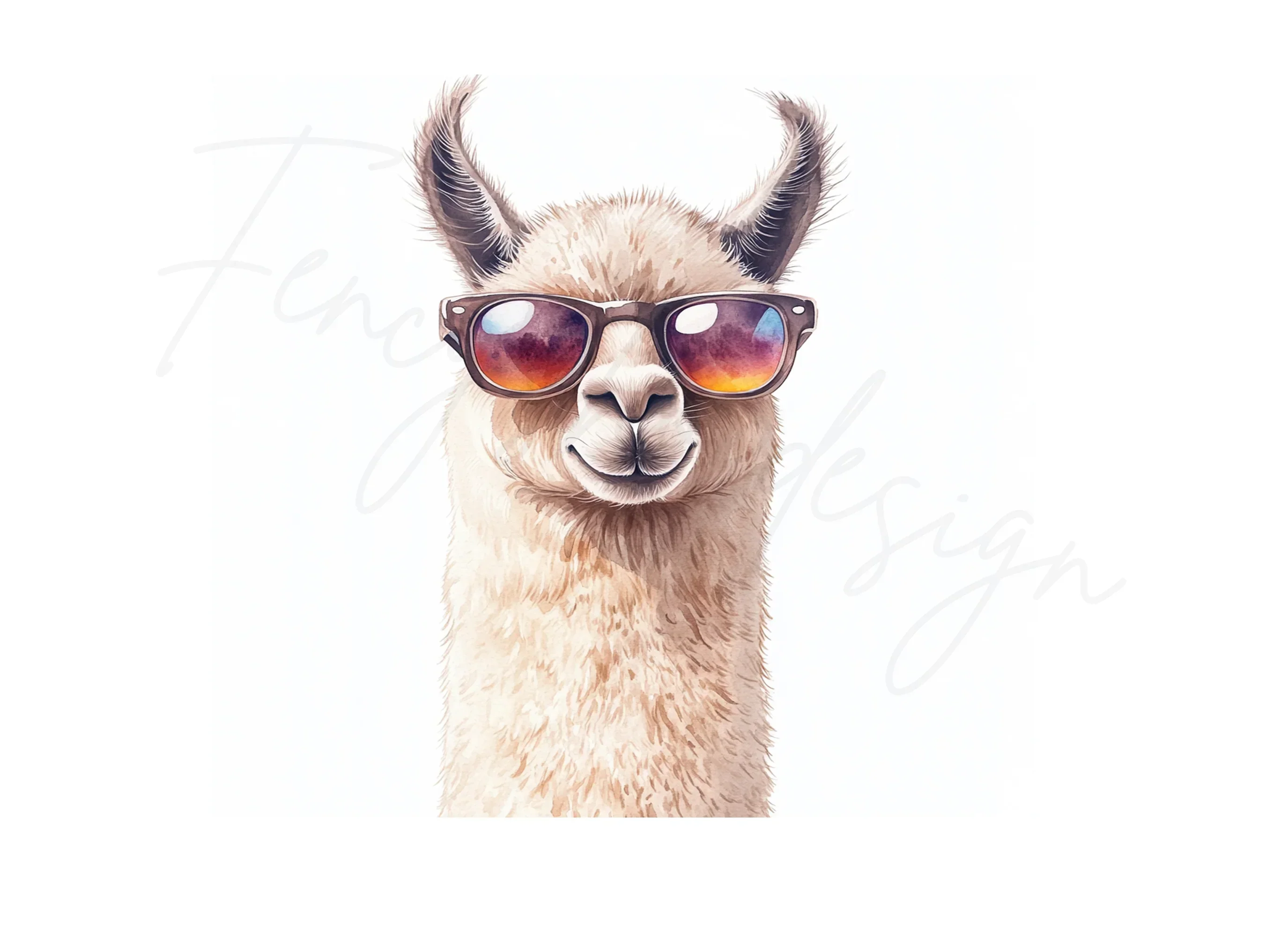 Stylish Llama Duo in Sunglasses Clipart Bundle - Image 2