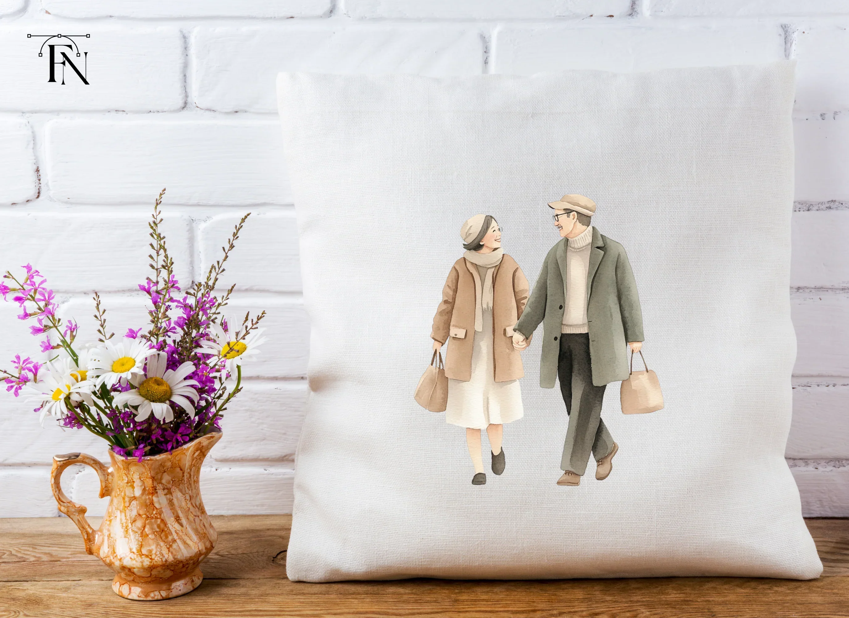 Stylish Senior Couples Walking Clipart Bundle - Image 5