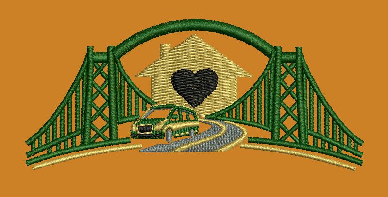 Stylized Bridge Embroidery Design