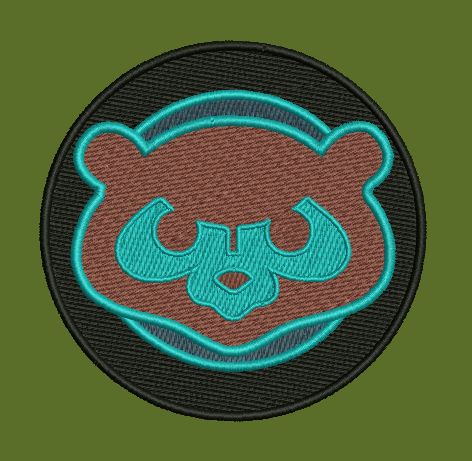 Stylized Circular Bear Face Emblem Embroidery Design