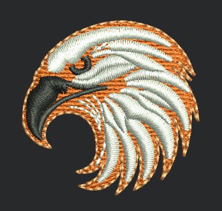 Stylized Raptor Profile Embroidery Design