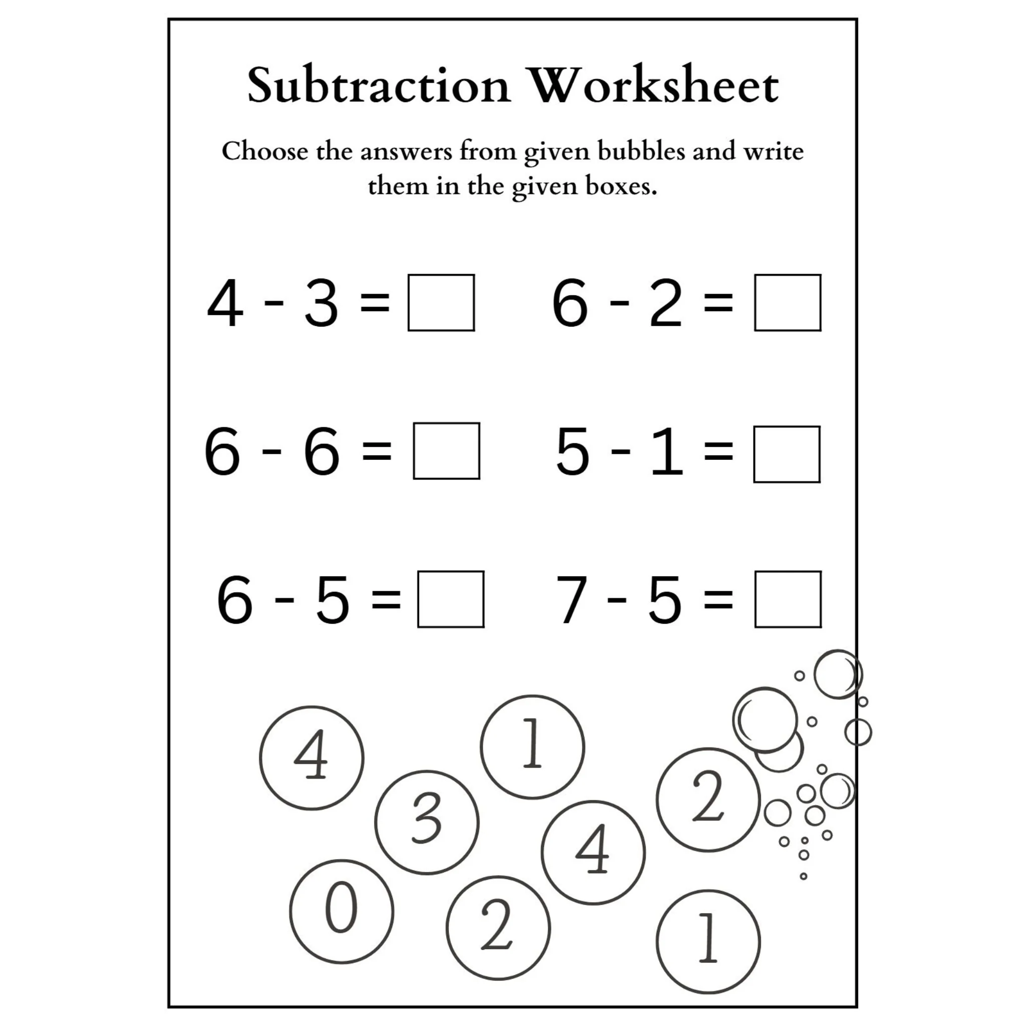 Subtraction Choose the Answer Worksheets - Image 3