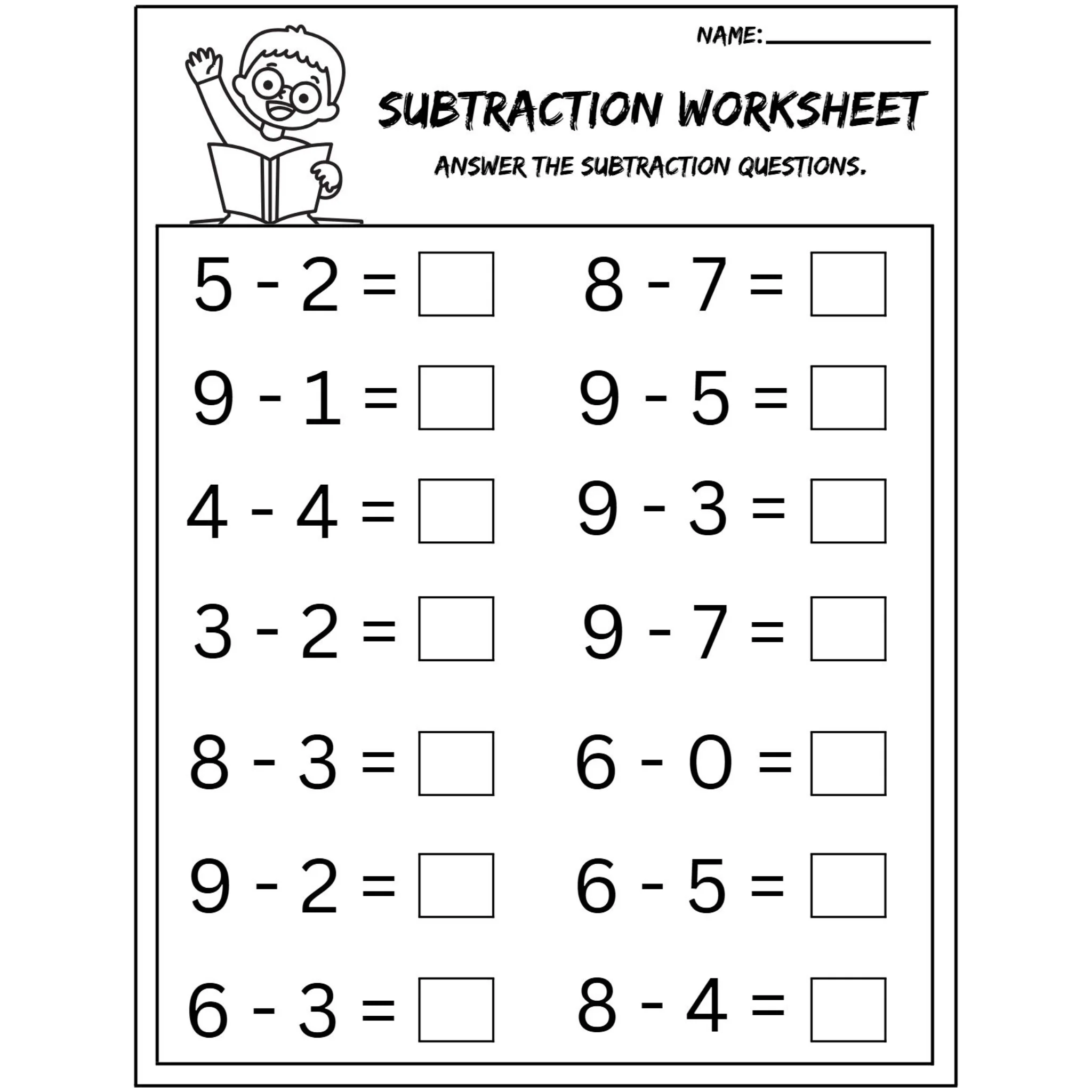 Subtraction Question Practice Worksheets - Image 2