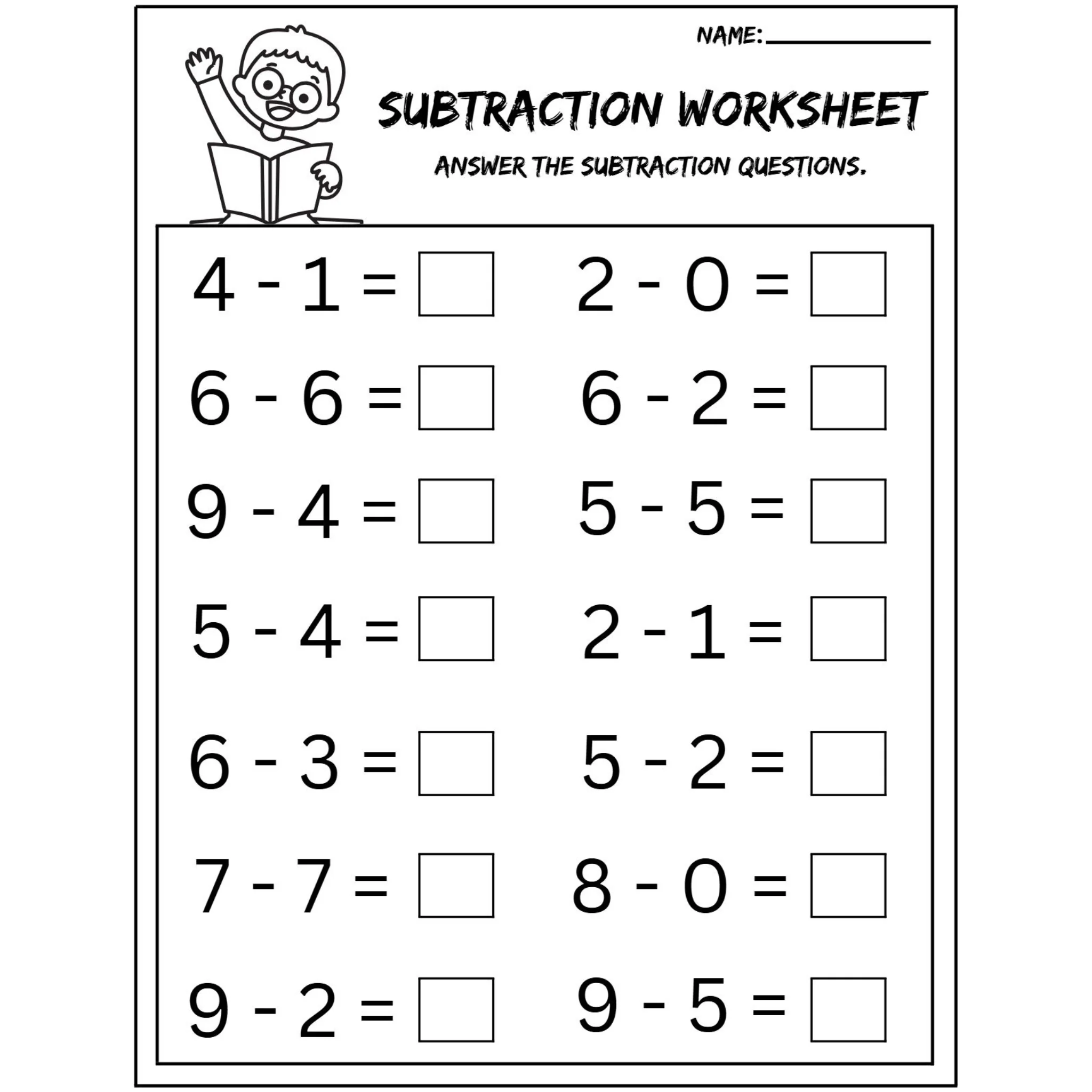Subtraction Question Practice Worksheets - Image 3