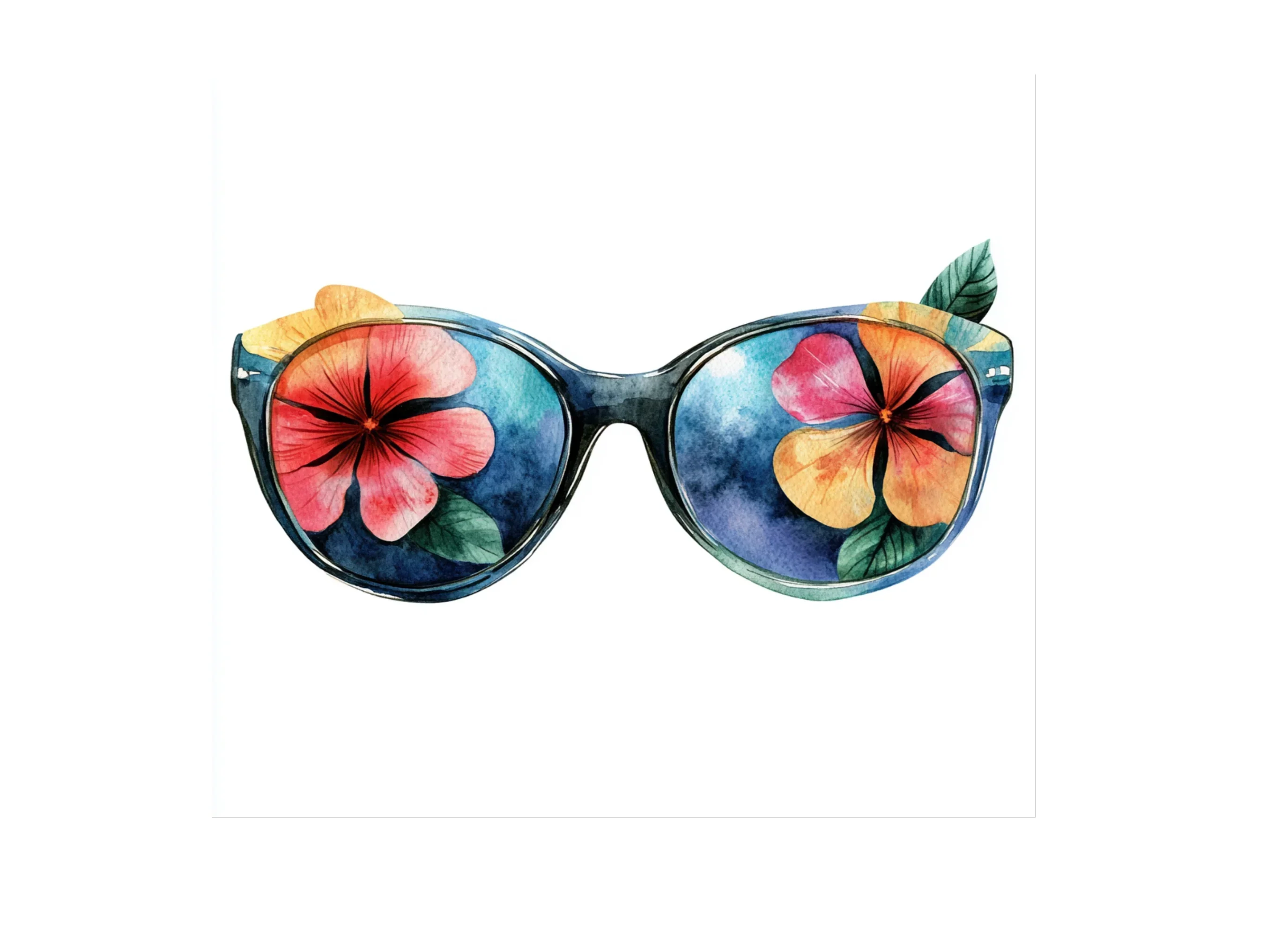 Summer Floral Sunglasses Clipart Bundle - Image 2
