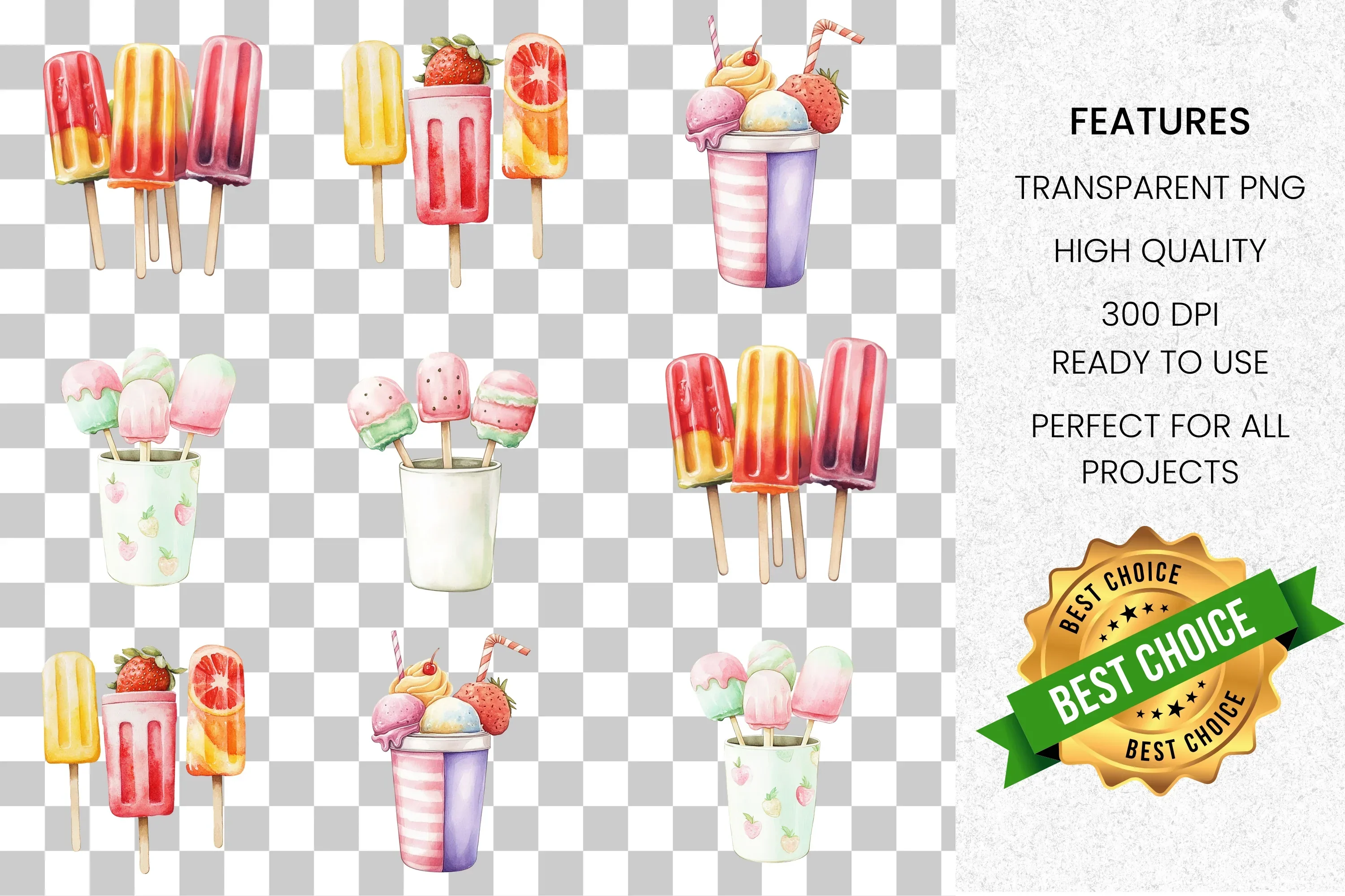 Summer Frozen Treats Clipart Bundle - Image 2