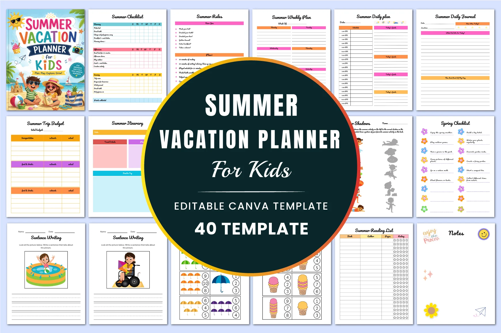 Summer Vacation For Kids Planner