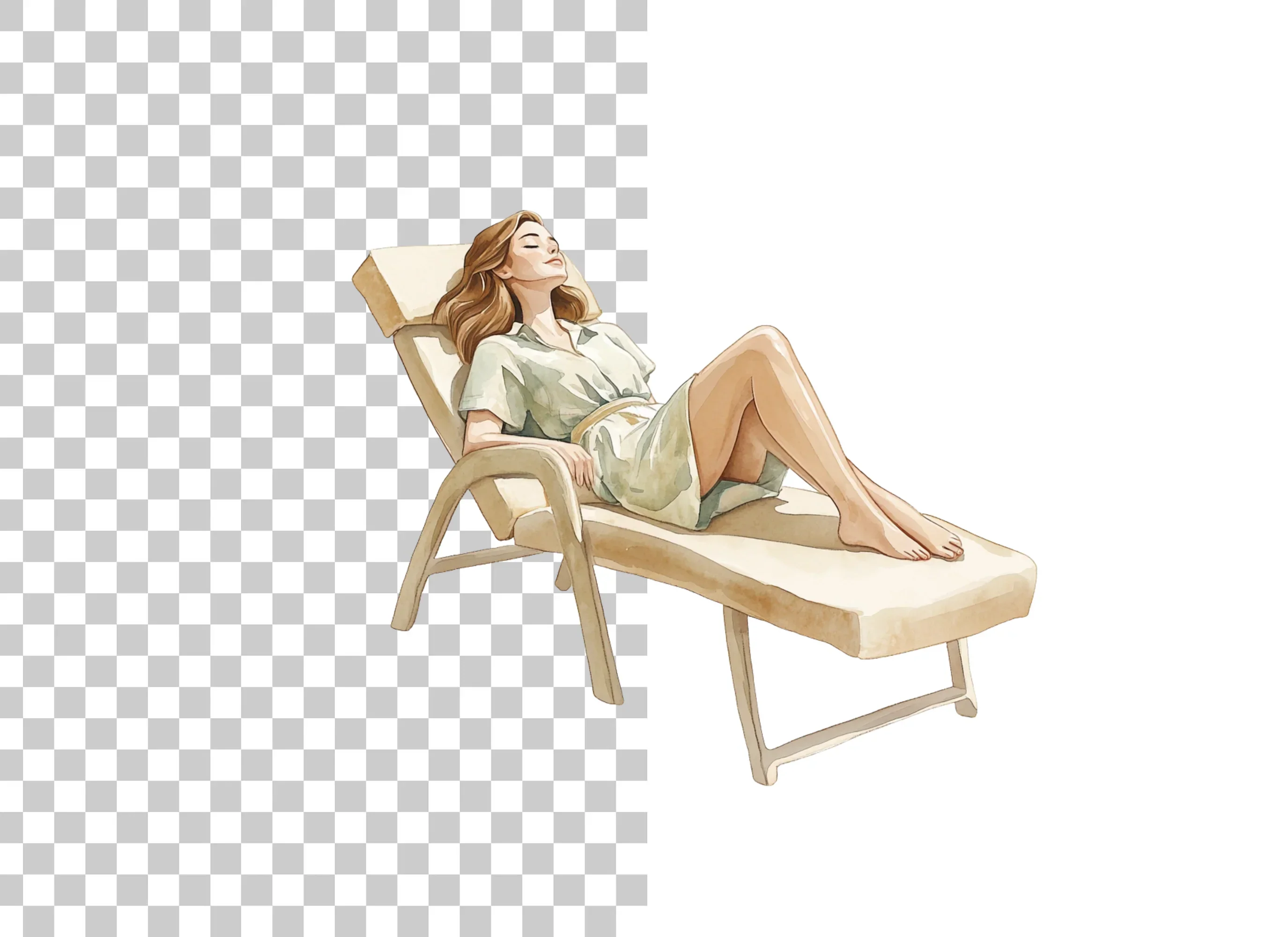 Sunbathing Women Lounge Chairs Clipart Bundle - Image 2