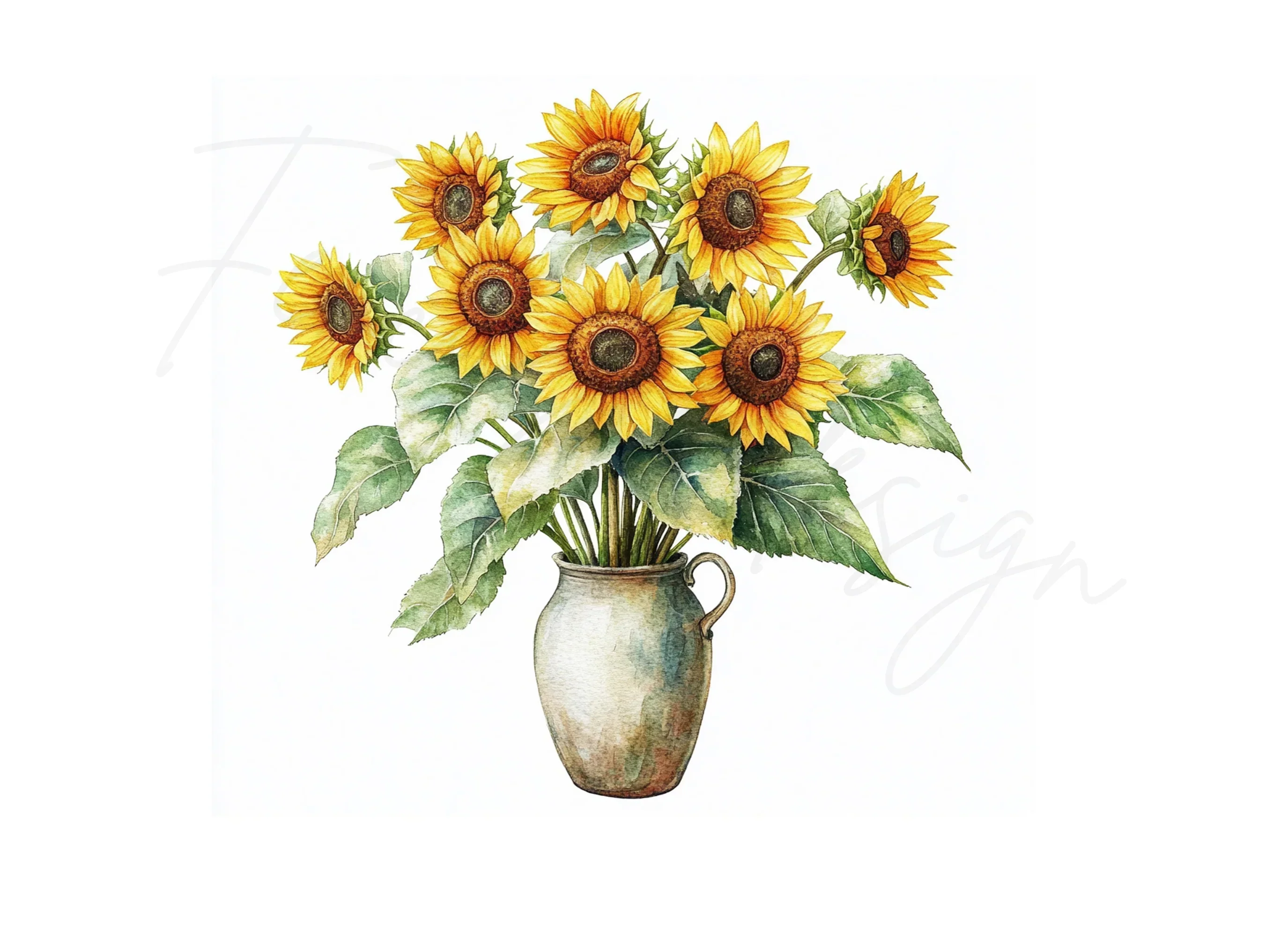 Sunflower Bouquets in Vases Clipart Bundle - Image 3
