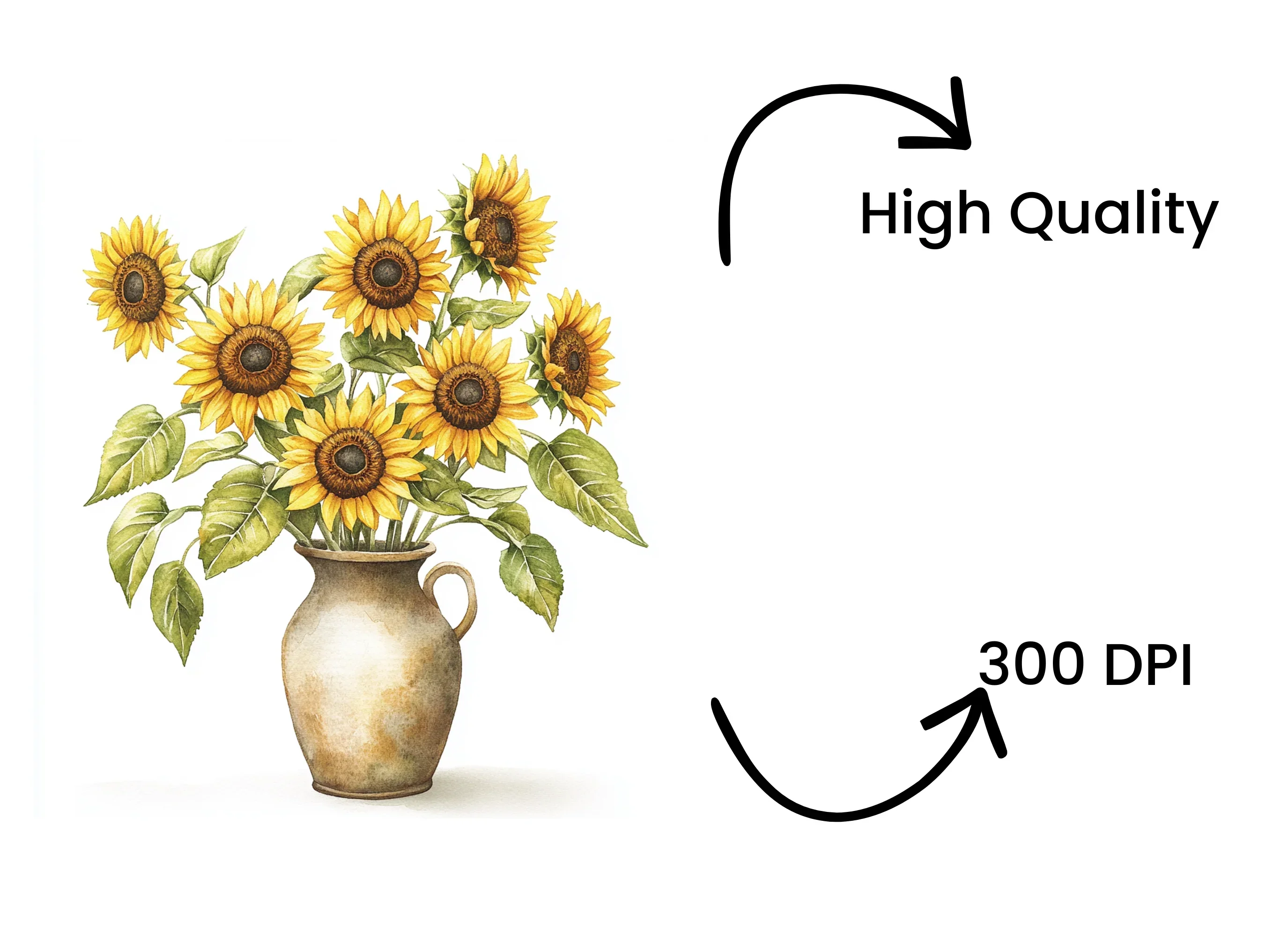Sunflower Bouquets in Vases Clipart Bundle - Image 4