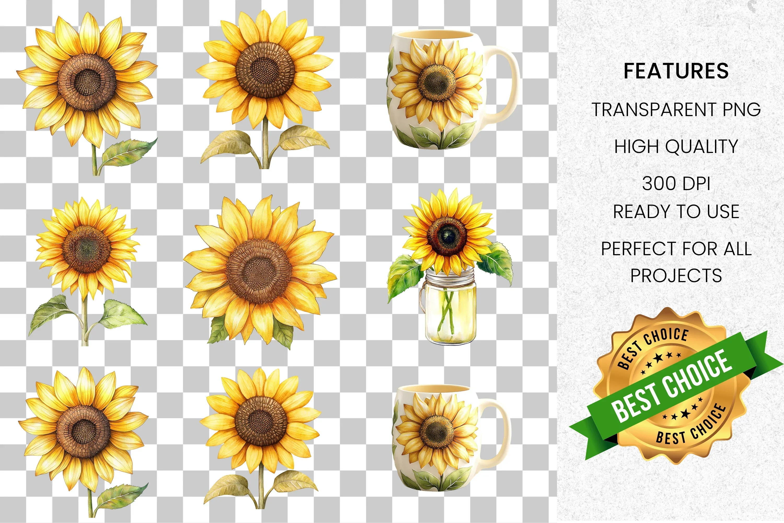 Sunflower Clipart Bundle - Image 2