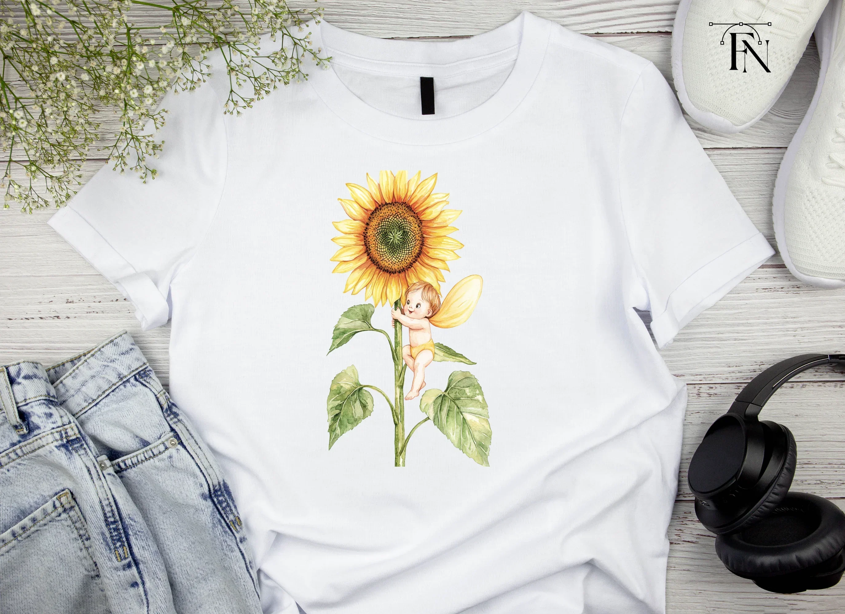 Sunflower Fairies Clipart Bundle - Image 5