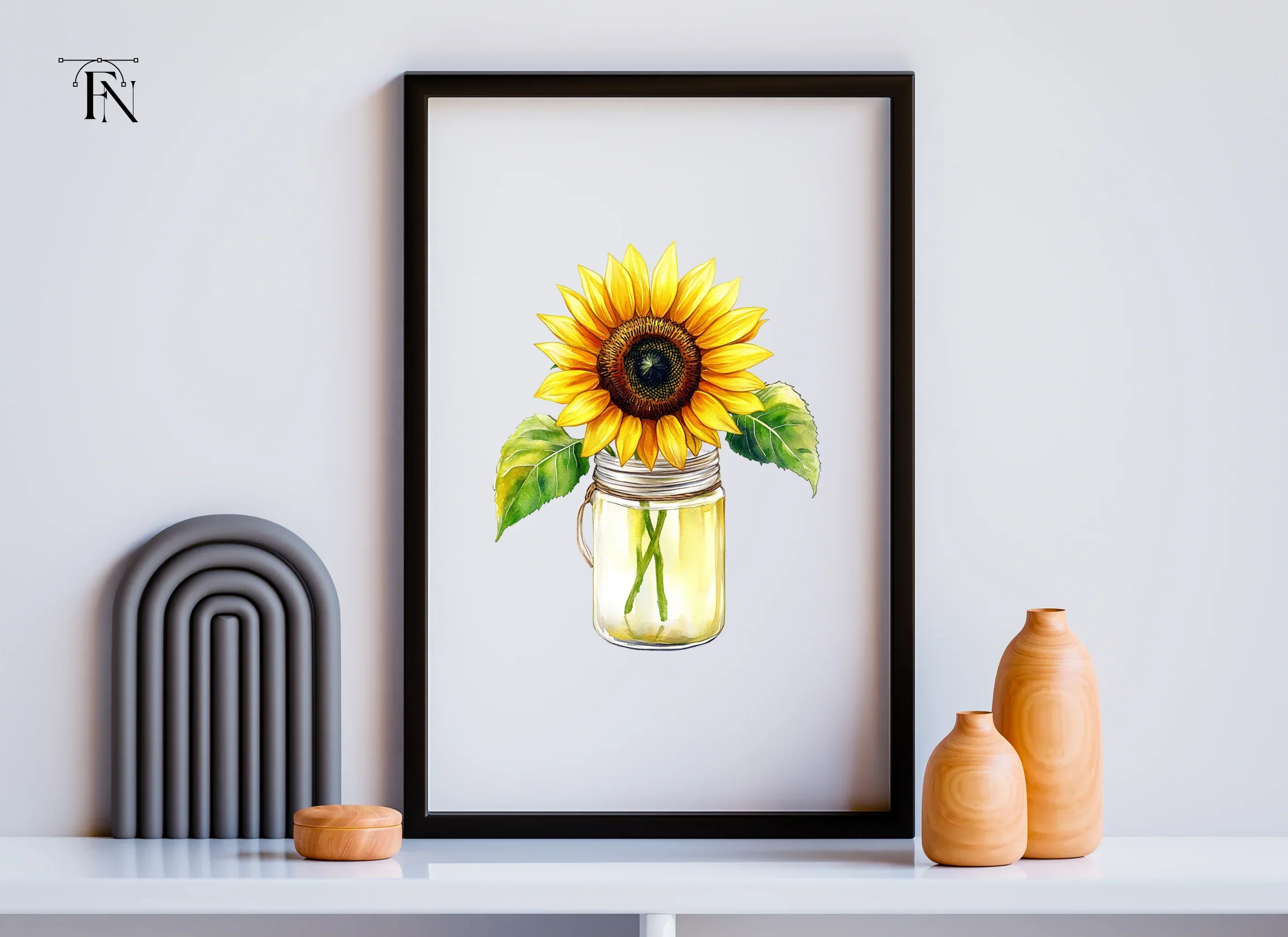 Sunflower in Mason Jar Clipart Bundle - Image 6