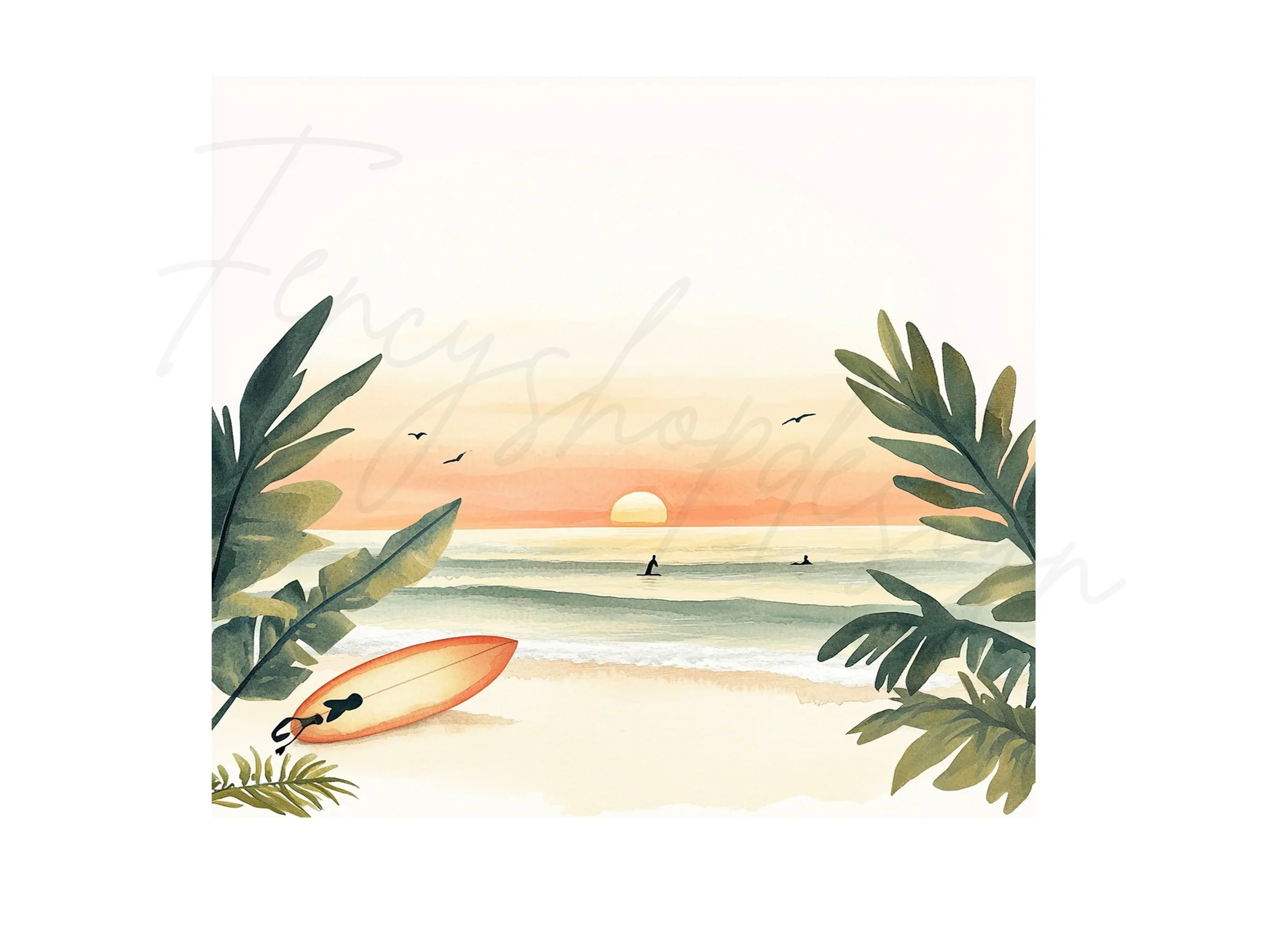 Sunset Beach Surfing Clipart Bundle - Image 3