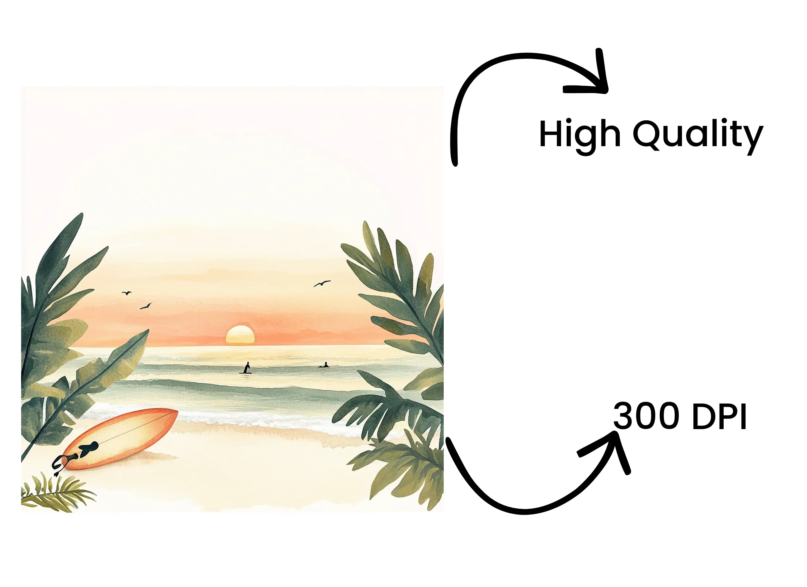 Sunset Beach Surfing Clipart Bundle - Image 4