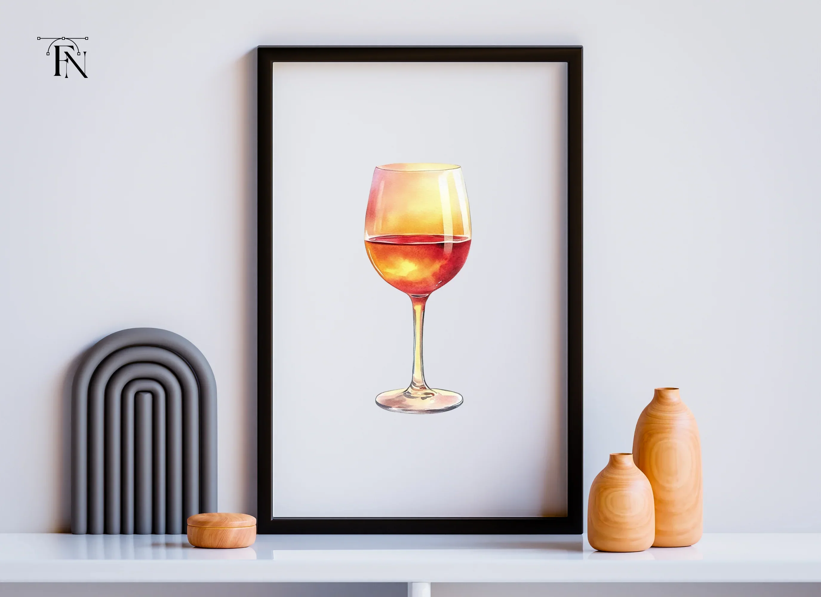 Sunset Reflection Wine Glass Clipart Bundle - Image 4