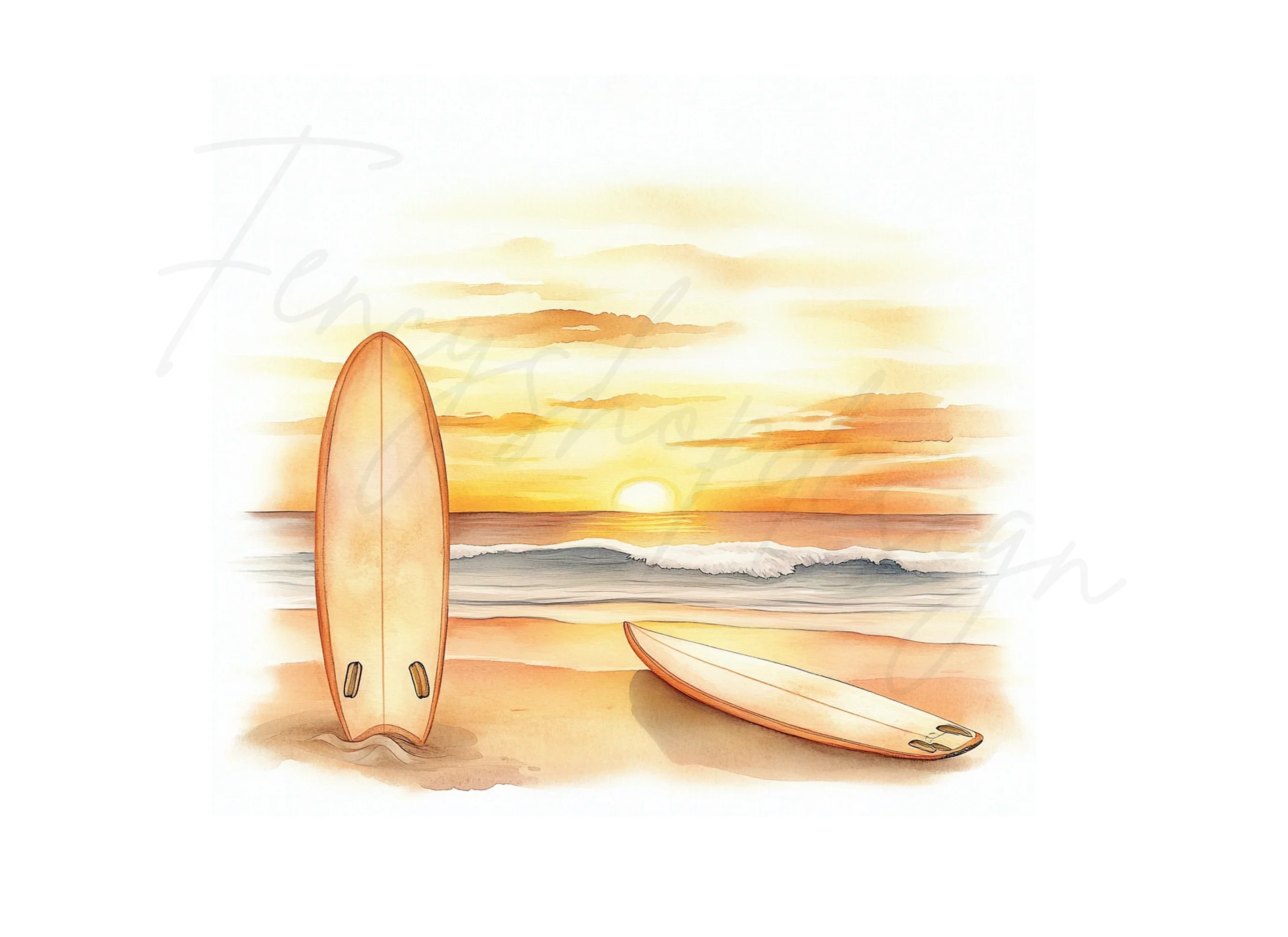 Surfboard Sunset Beach Clipart Bundle - Image 2