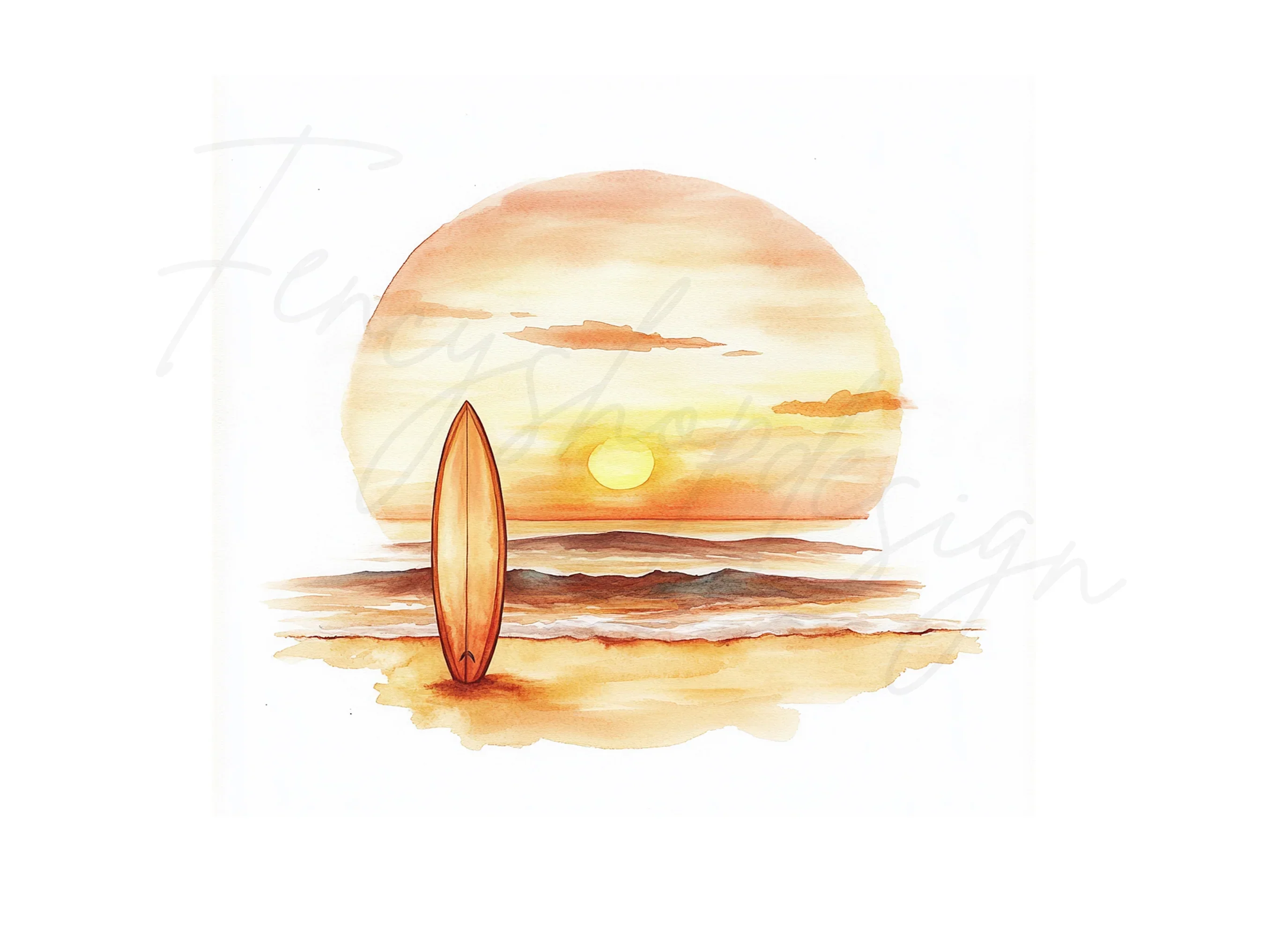 Surfboard Sunset Beach Clipart Bundle - Image 3