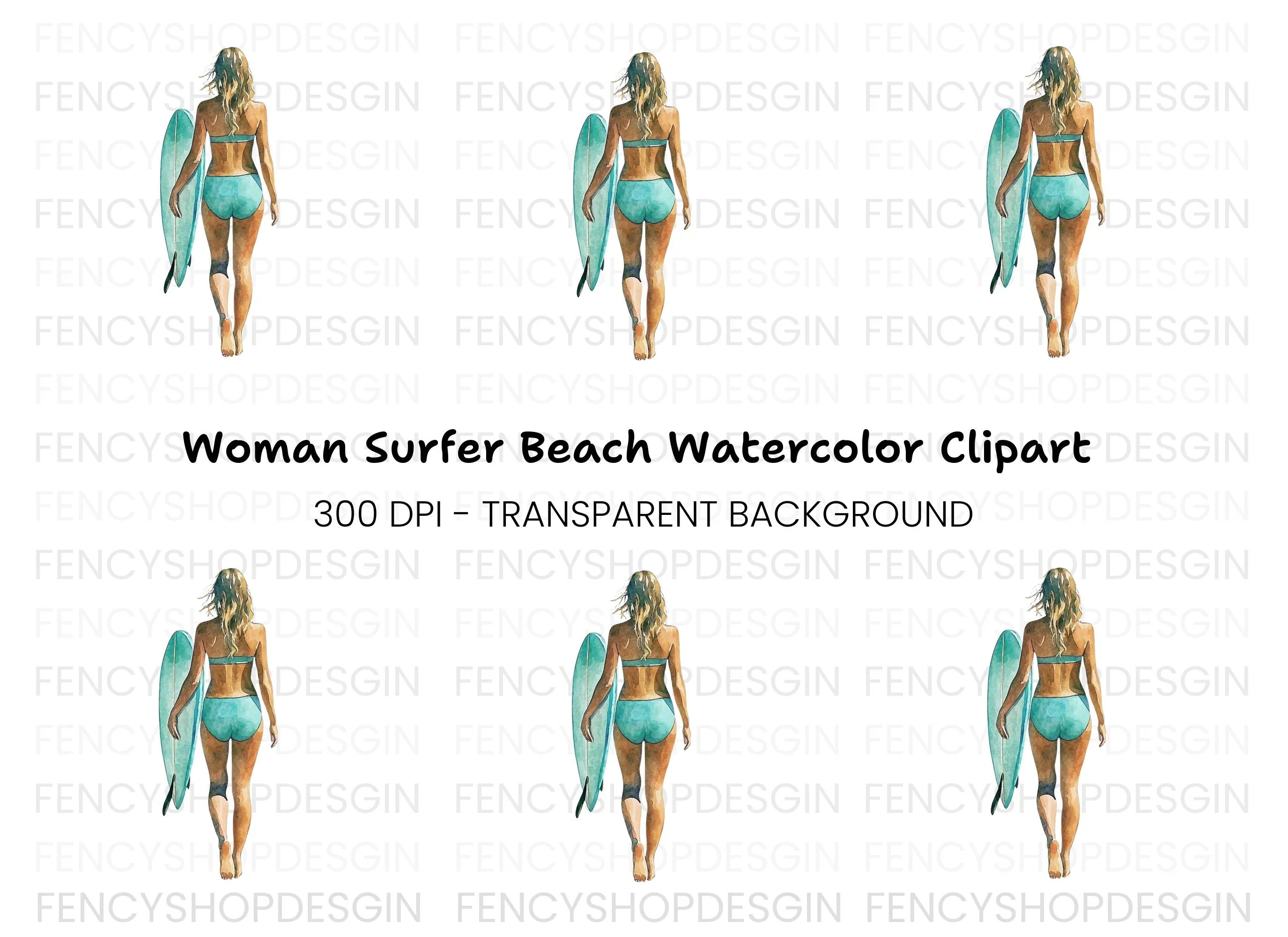 Surfer Girl Beach Vibes Clipart Bundle