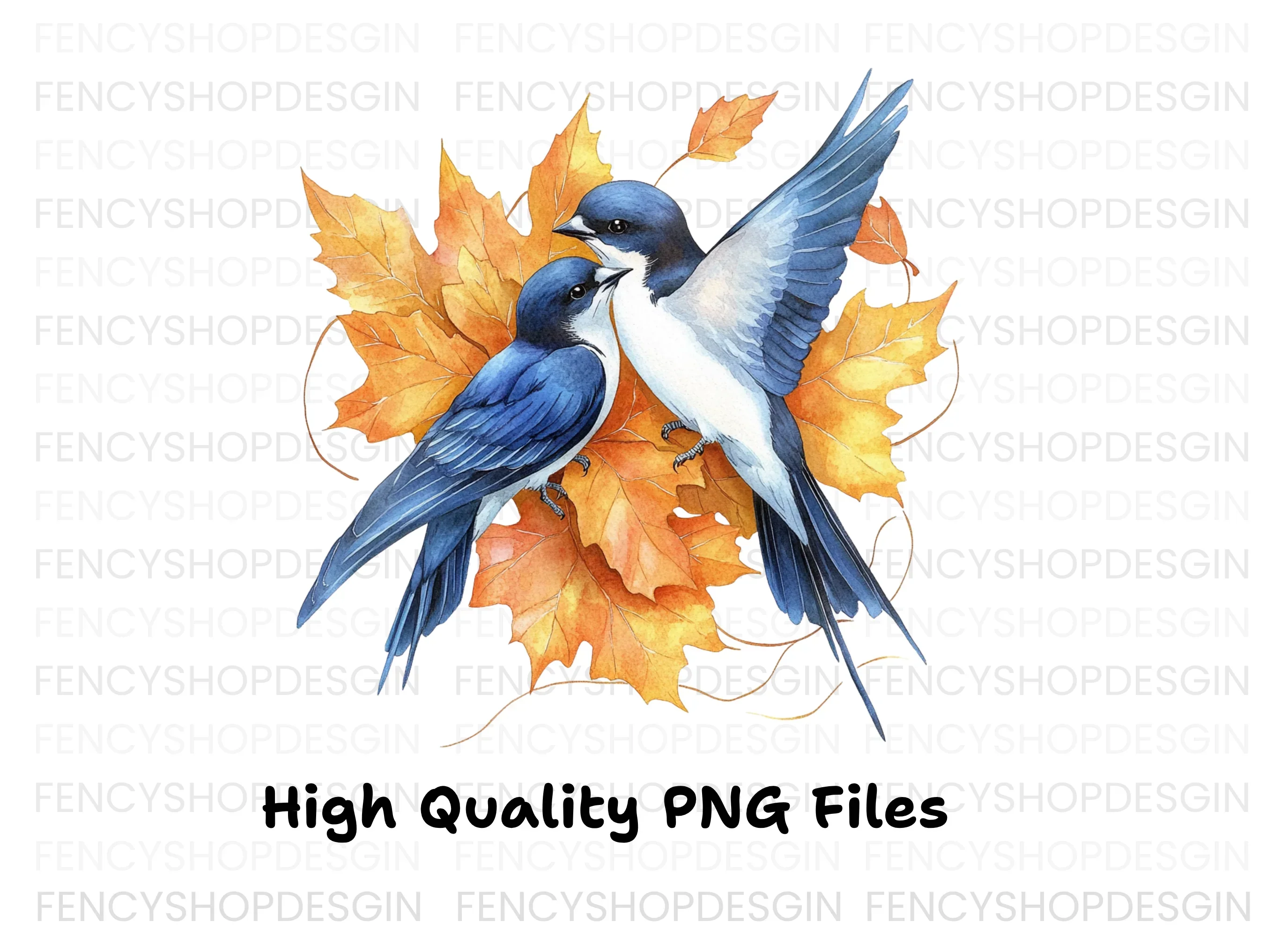 Swallows and Autumn Leaves Clipart Bundle - Image 3