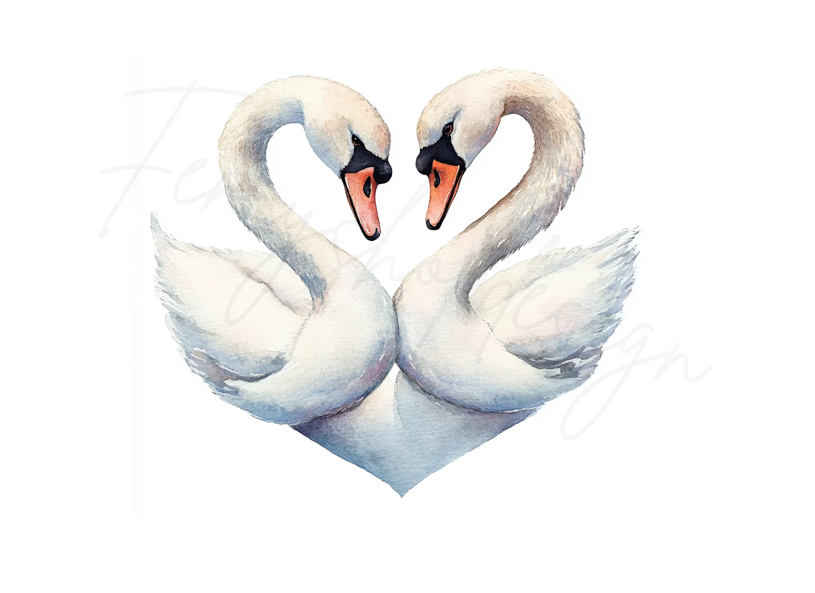 Swans Heart Clipart Bundle - Image 2