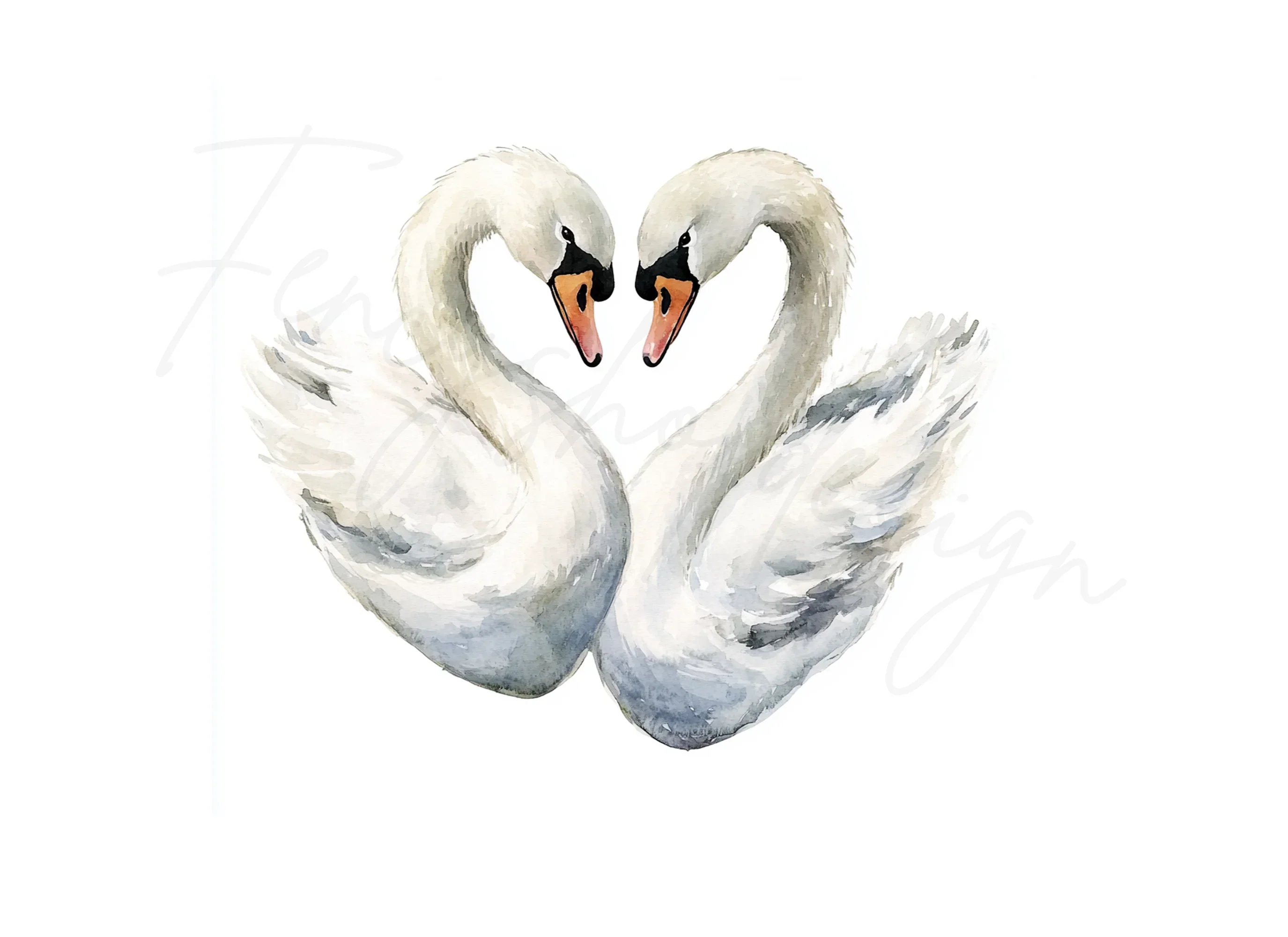 Swans Heart Clipart Bundle - Image 3