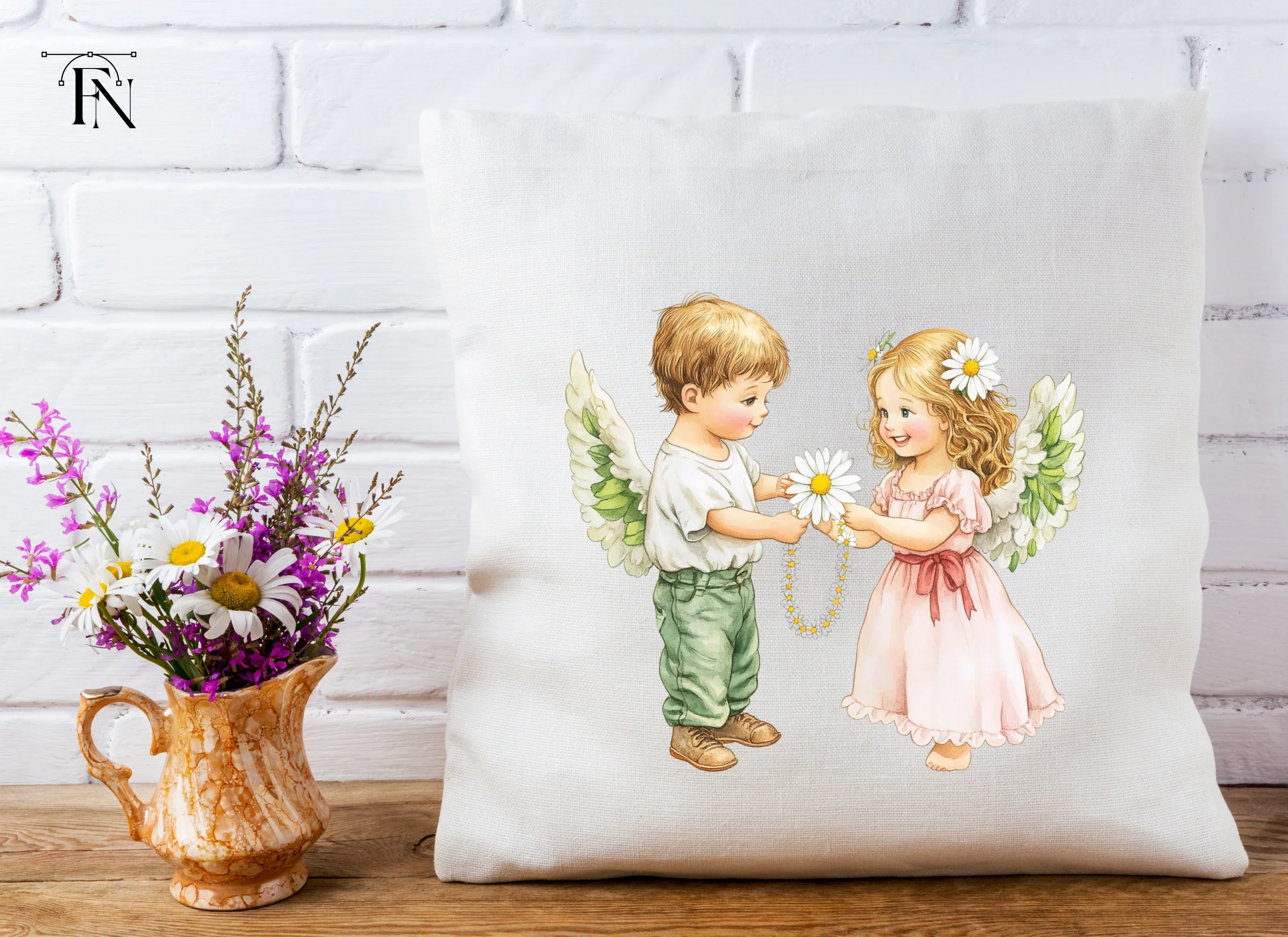 Sweet Angel Children Daisy Chain Clipart Bundle - Image 5