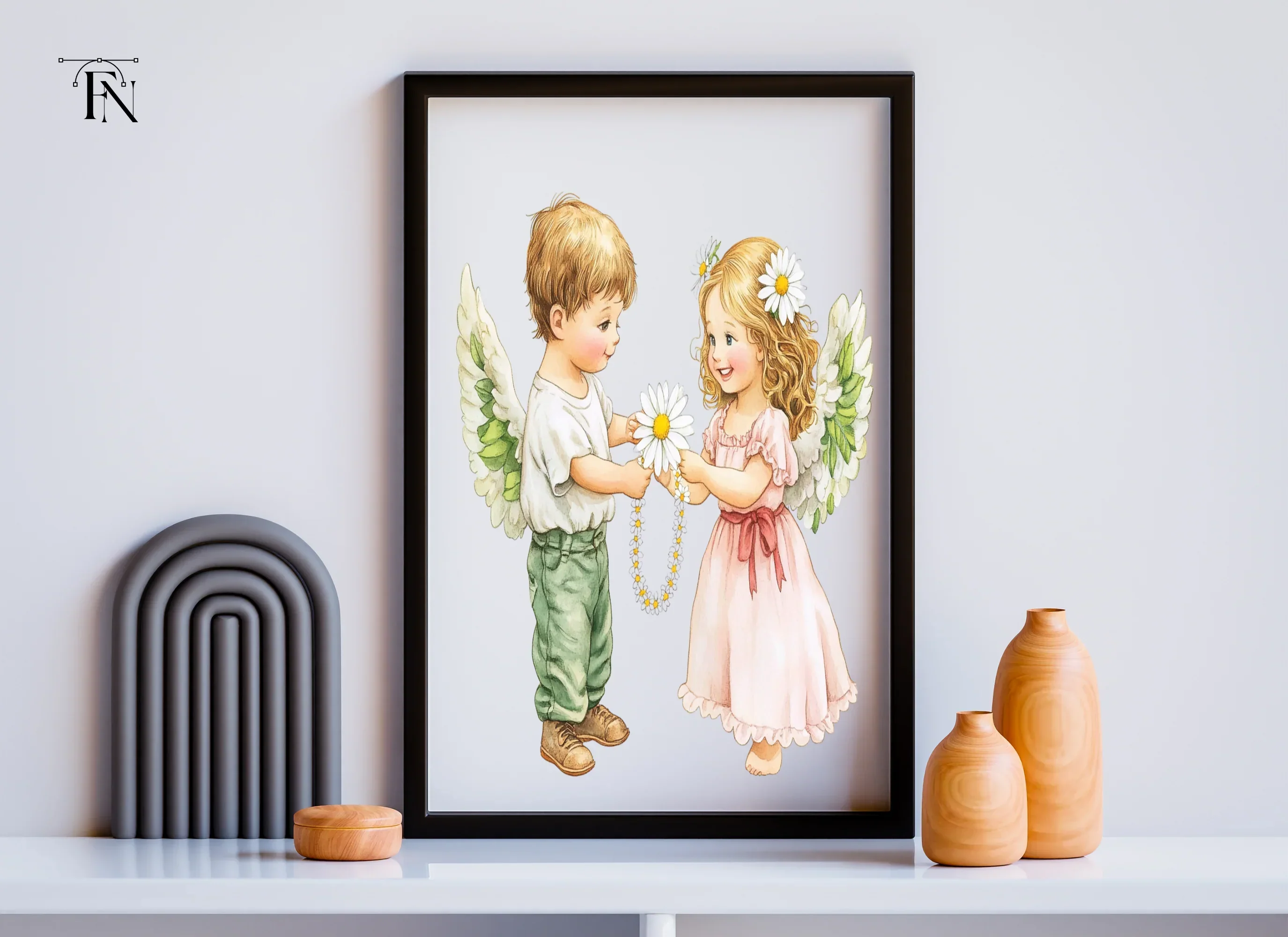 Sweet Angel Children Daisy Chain Clipart Bundle - Image 6