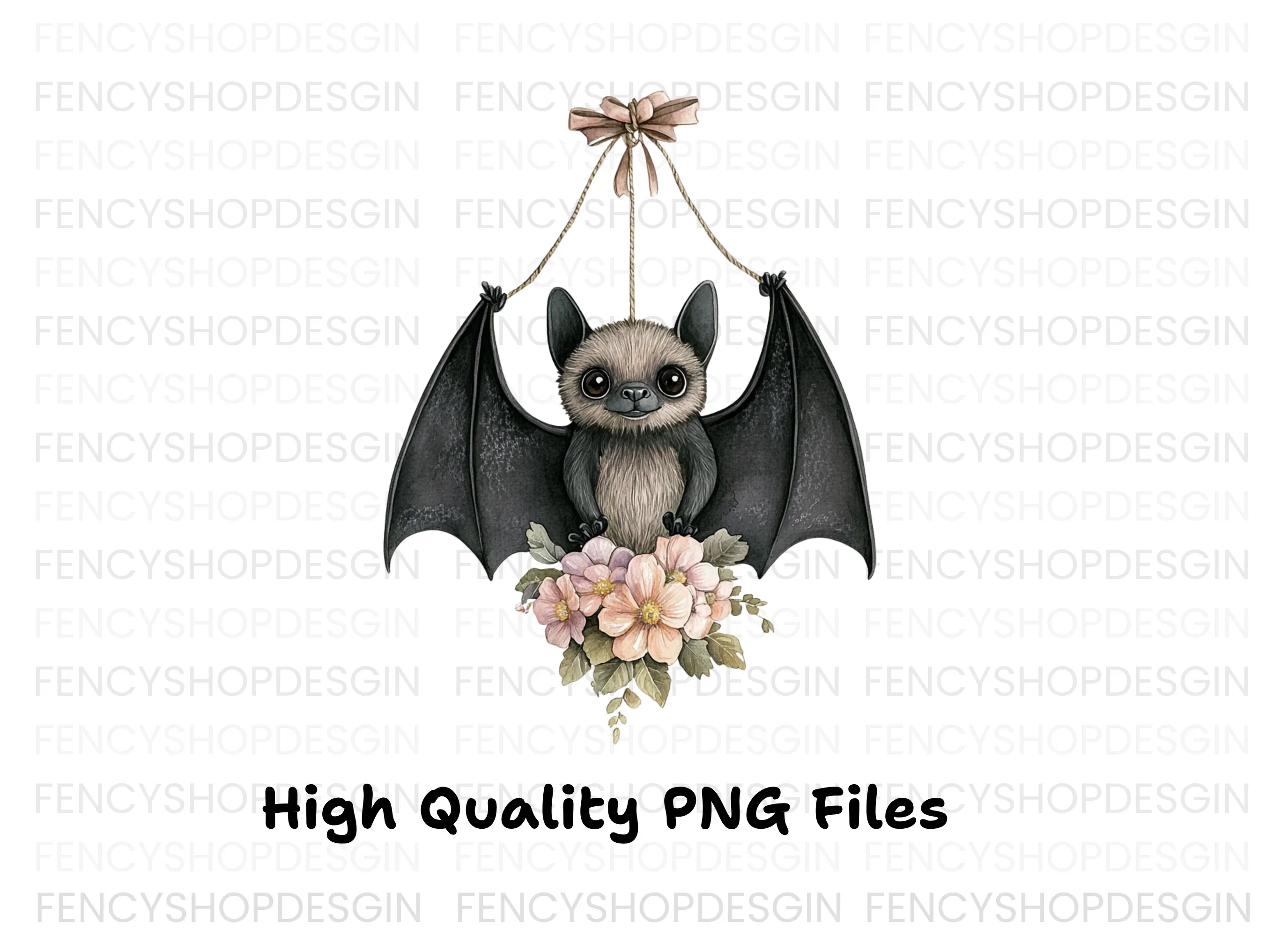 Sweet Baby Bat Floral Arrangement Clipart Bundle - Image 3