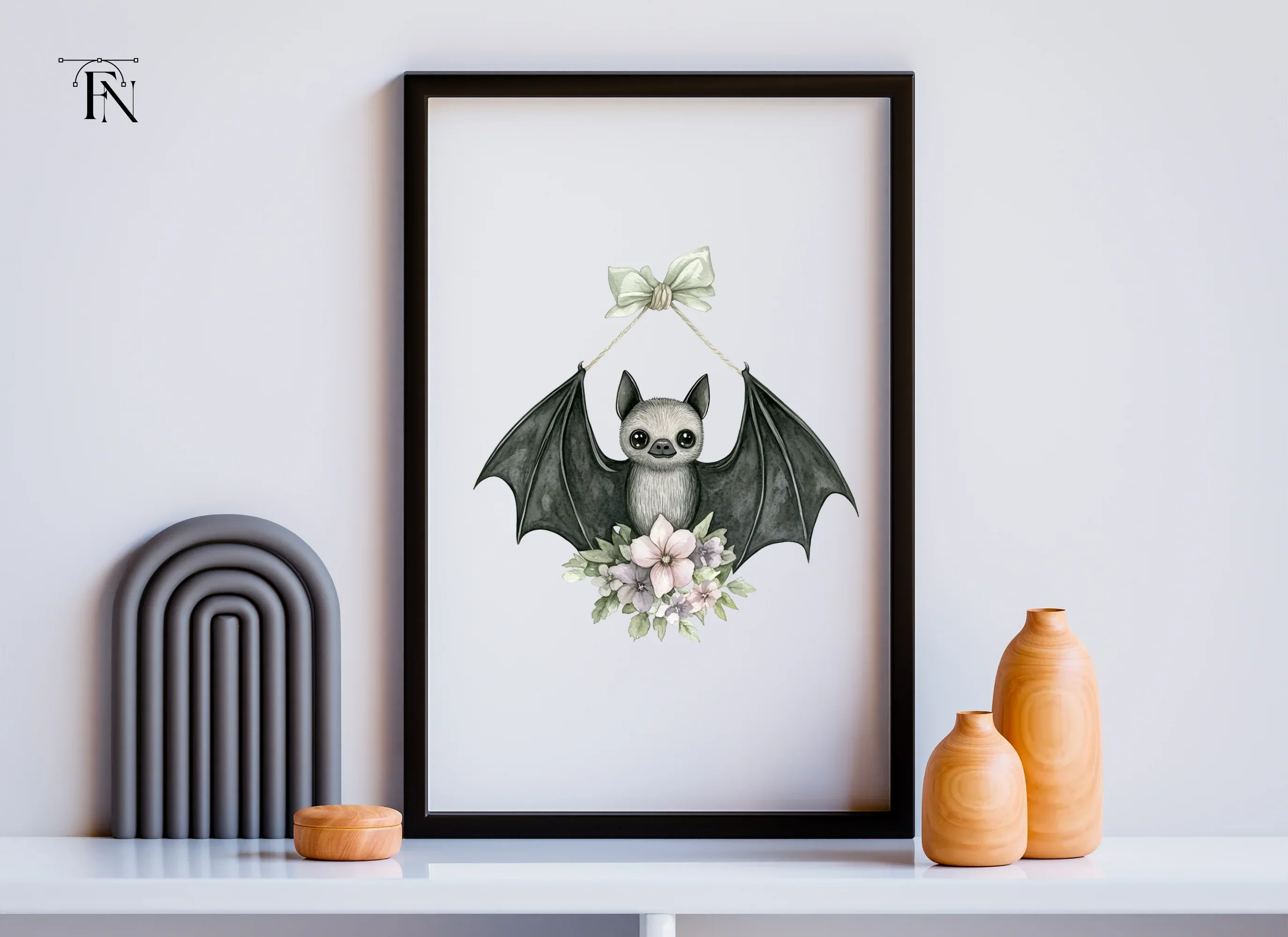 Sweet Baby Bat Floral Arrangement Clipart Bundle - Image 6