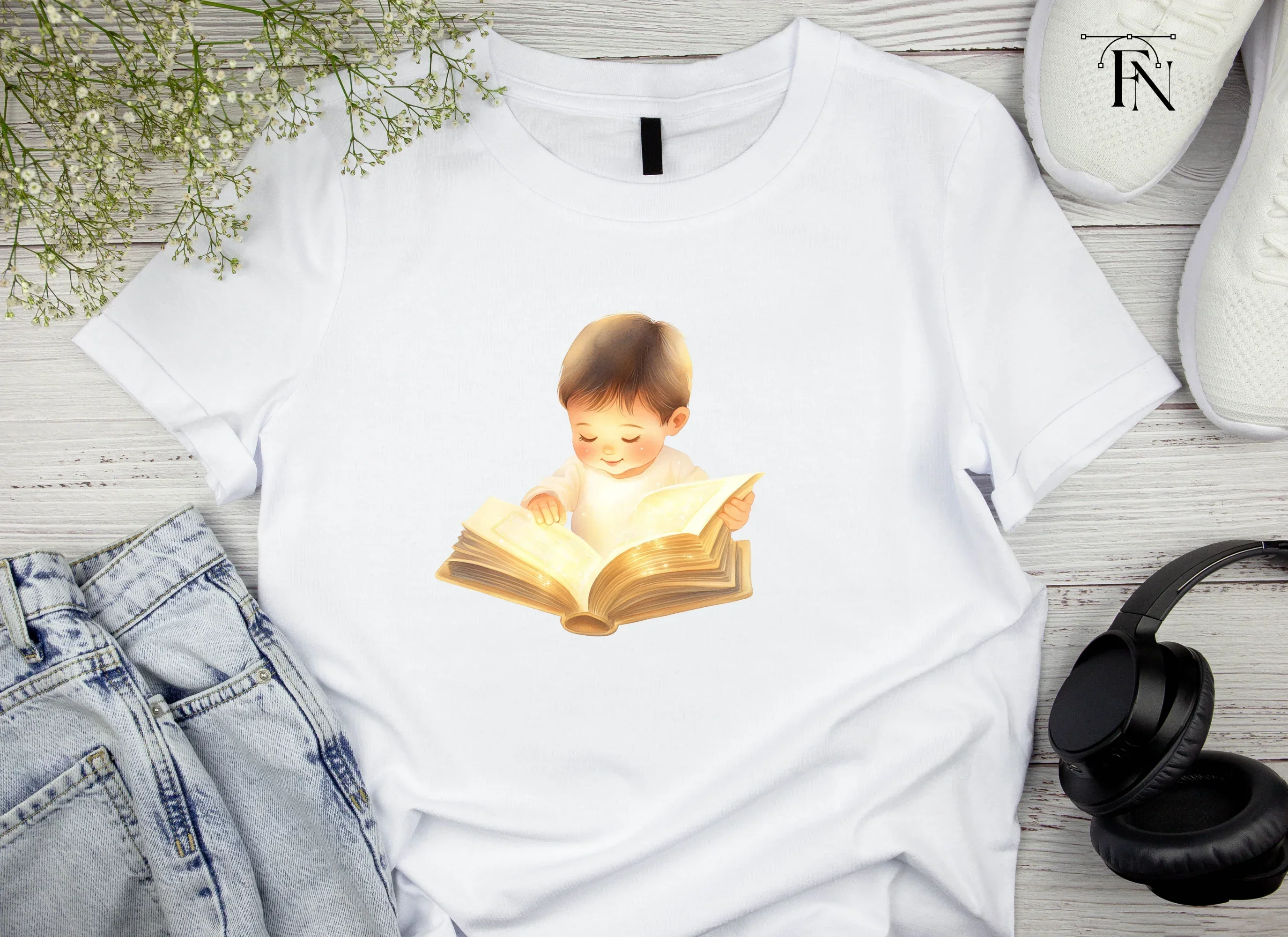 Sweet Baby Boy Reading Enchanted Book Clipart Bundle - Image 4