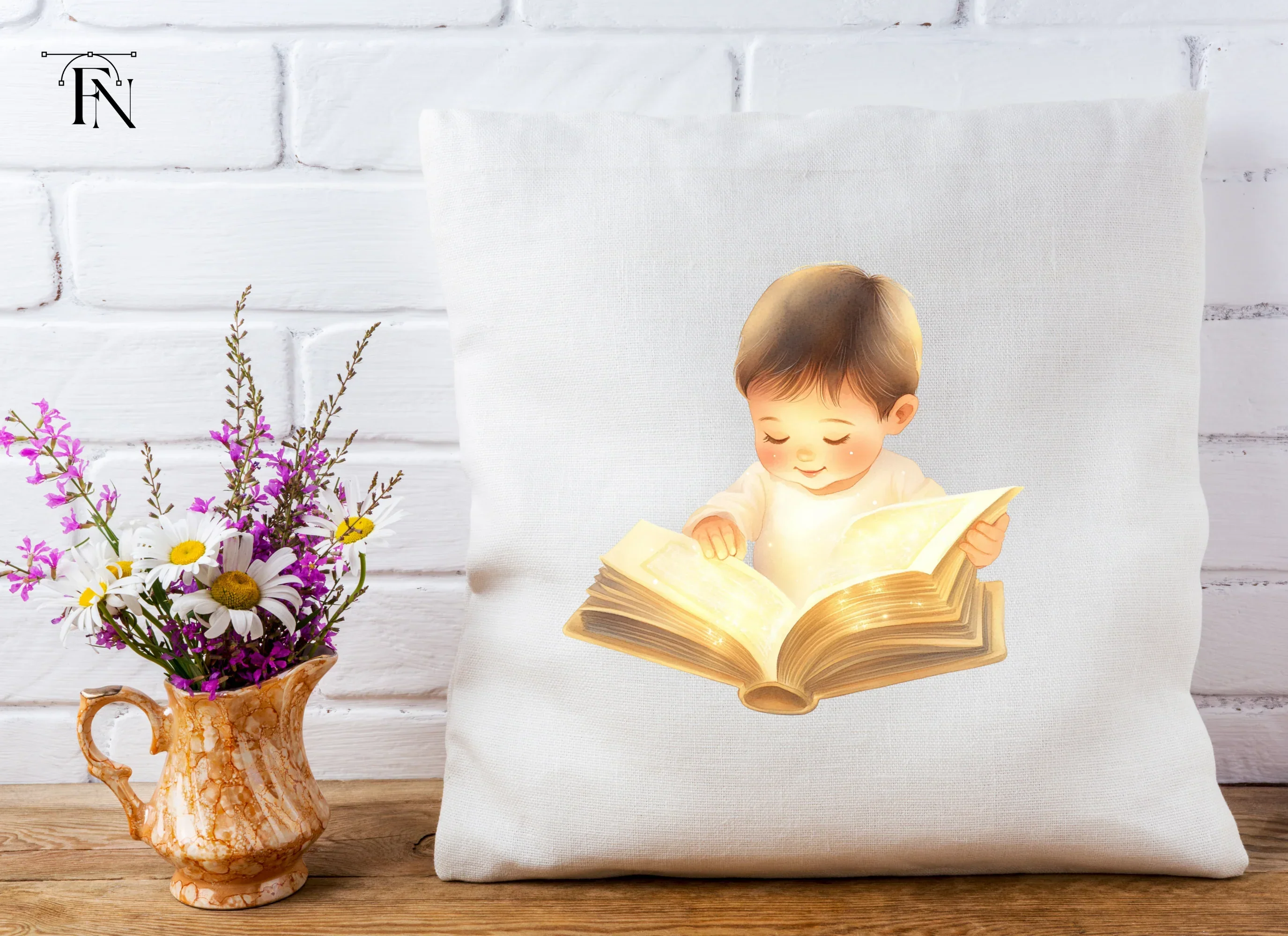 Sweet Baby Boy Reading Enchanted Book Clipart Bundle - Image 5