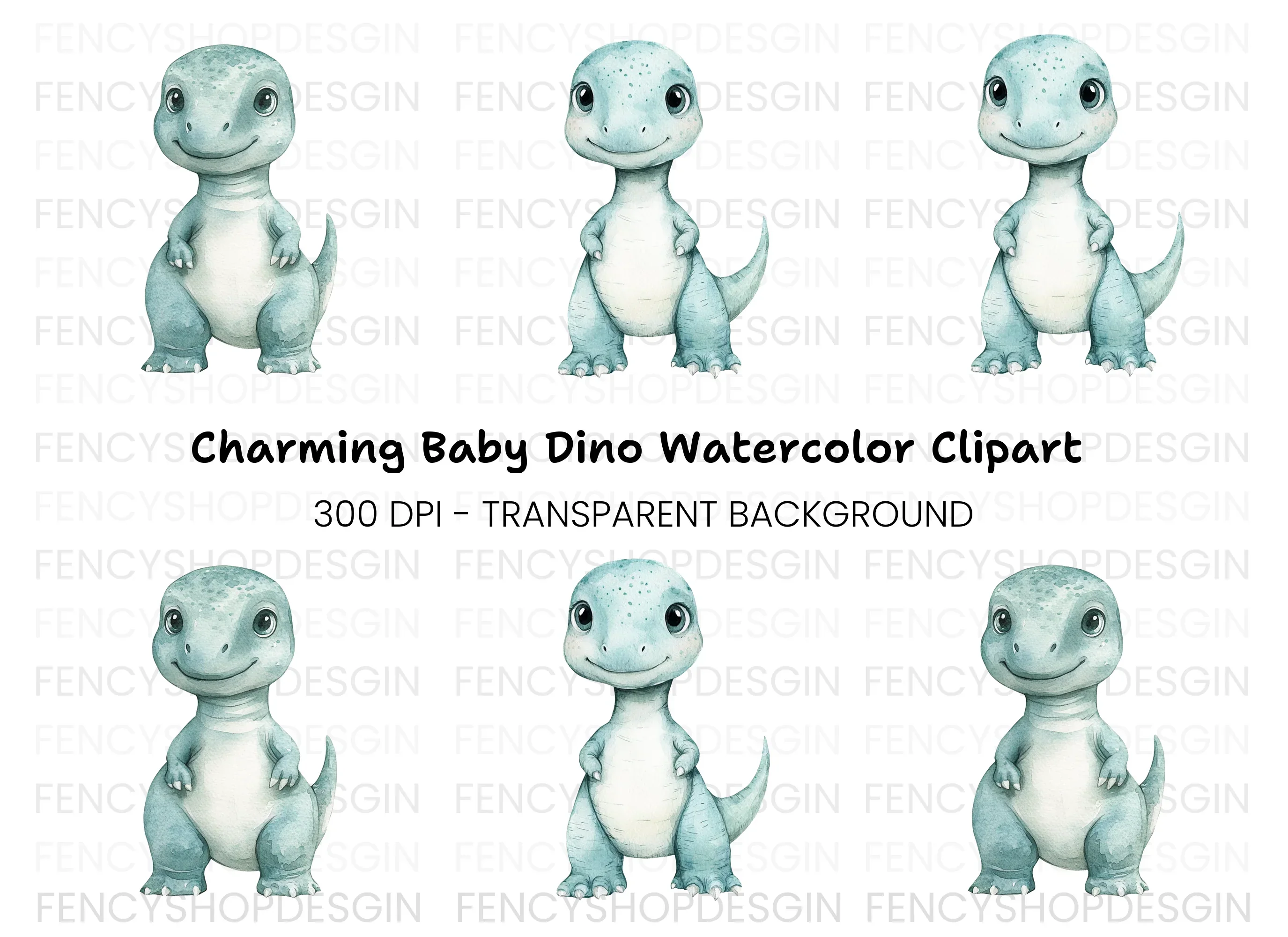 Sweet Baby Dinosaur Duo Clipart Bundle