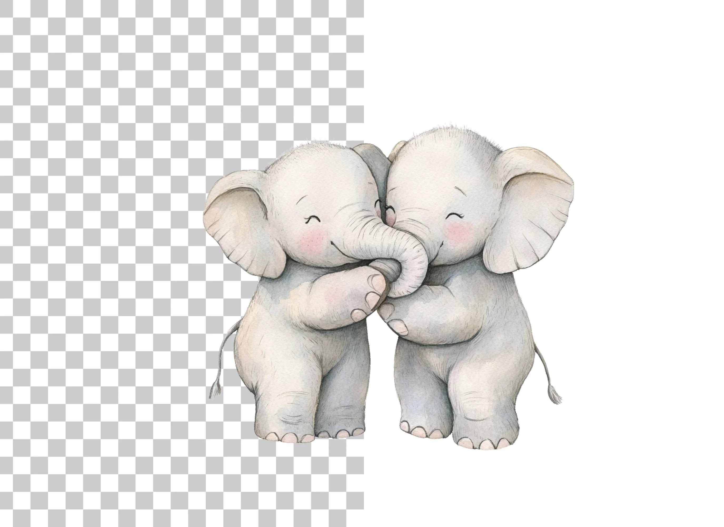 Sweet Baby Elephant Hugs Clipart Bundle - Image 2