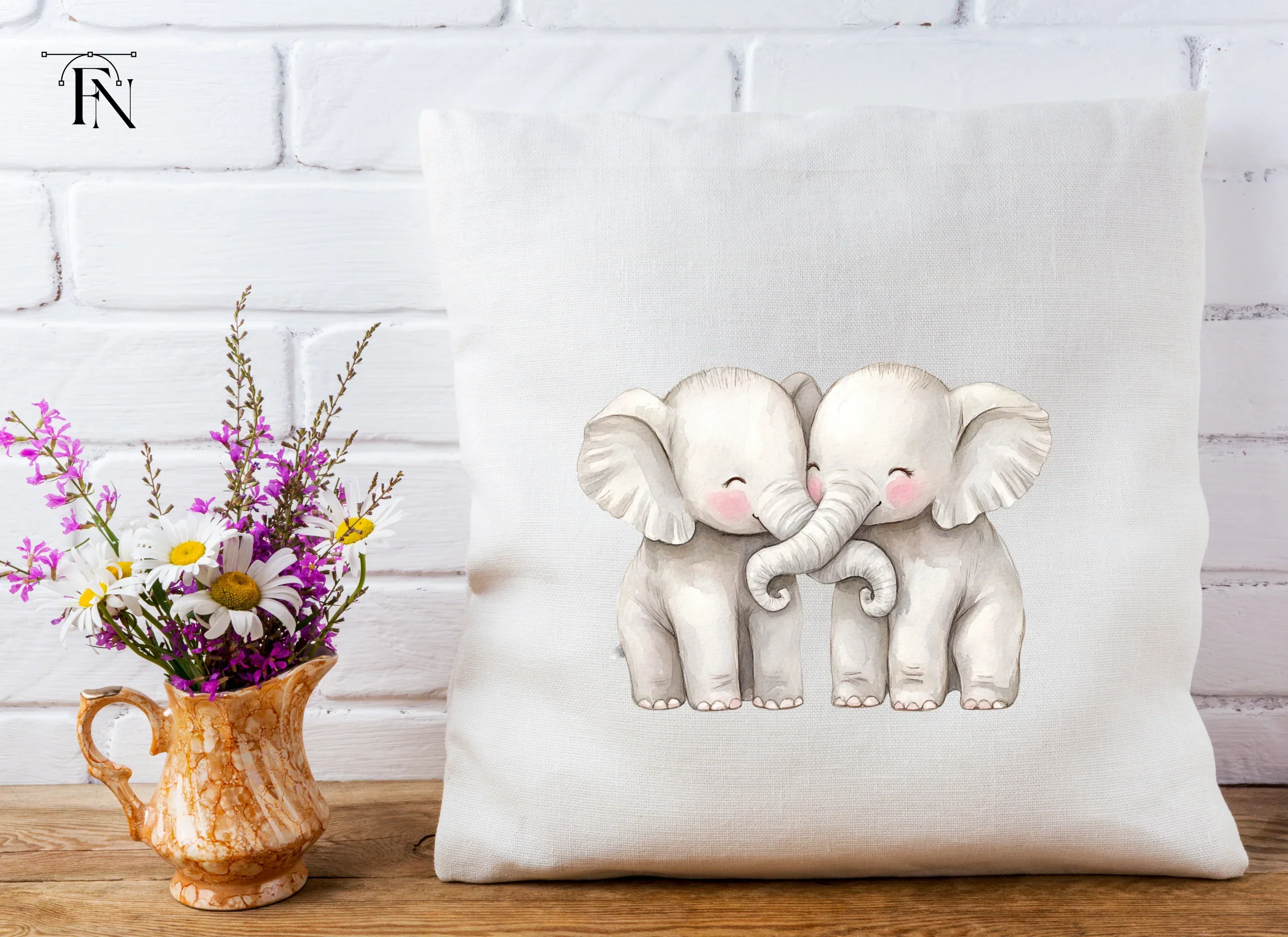 Sweet Baby Elephant Hugs Clipart Bundle - Image 5