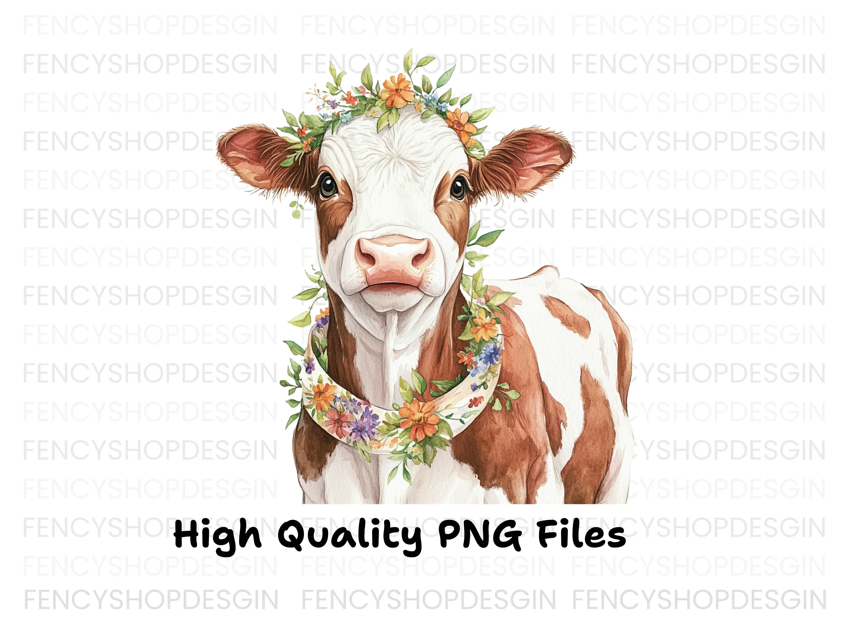 Sweet Calf with Flower Crown Clipart Bundle - Image 2