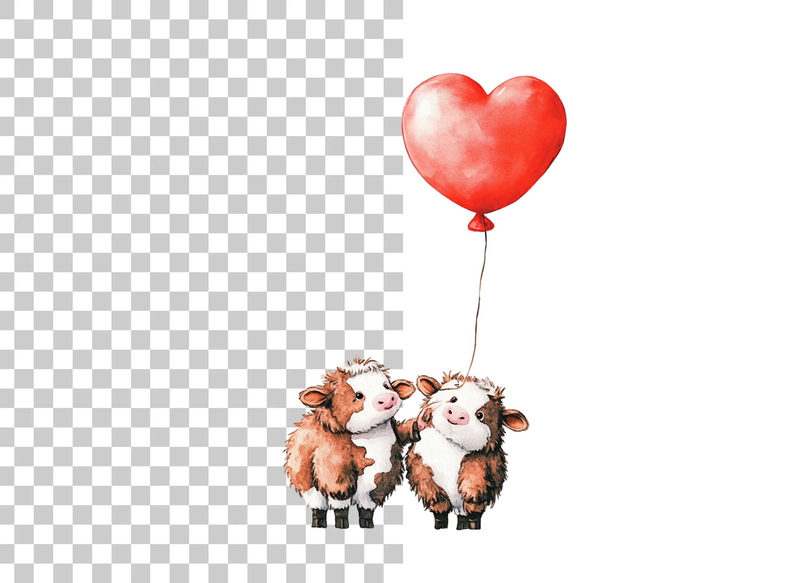 Sweet Calves with Heart Balloon Clipart Bundle - Image 2