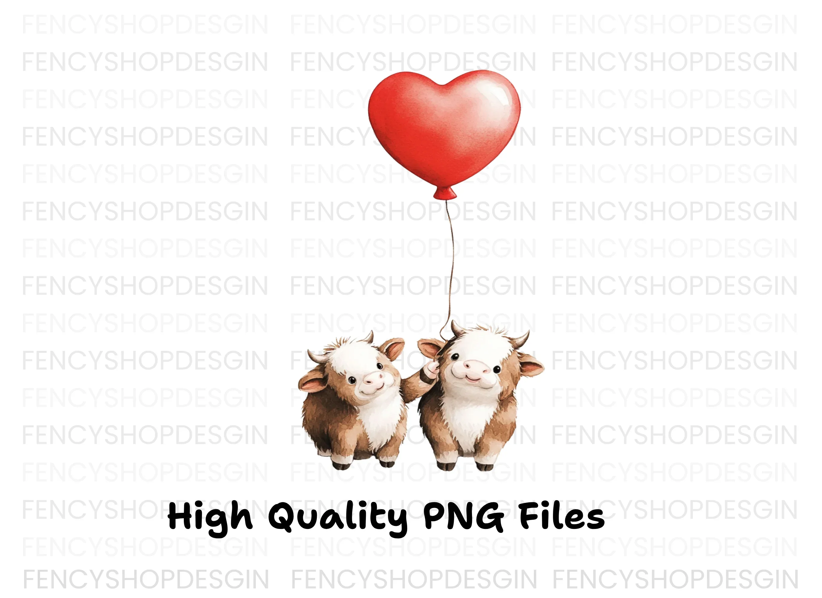 Sweet Calves with Heart Balloon Clipart Bundle - Image 3